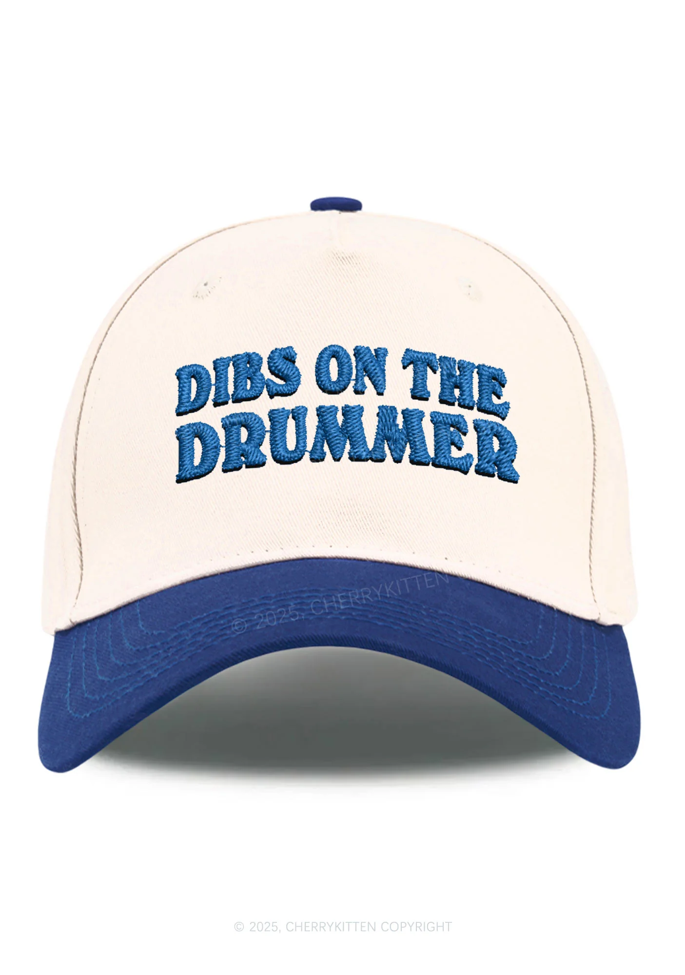 Embroidered Dibs On The Drummer Y2K Color Block Baseball Cap Cherrykitten - Image 4