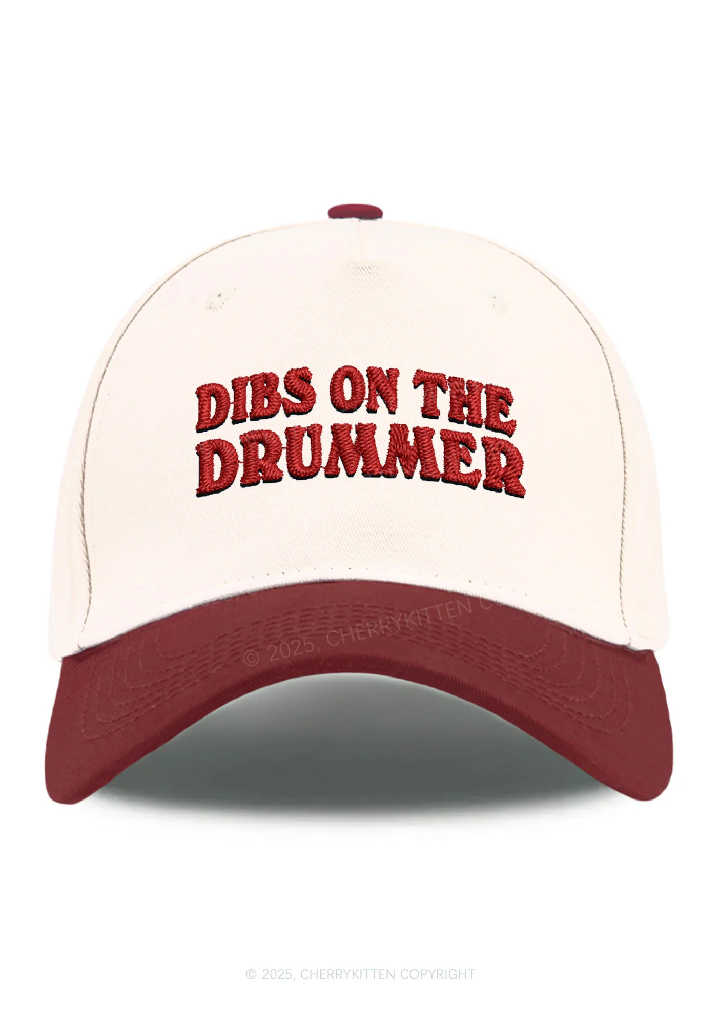 Embroidered Dibs On The Drummer Y2K Color Block Baseball Cap Cherrykitten - Image 6