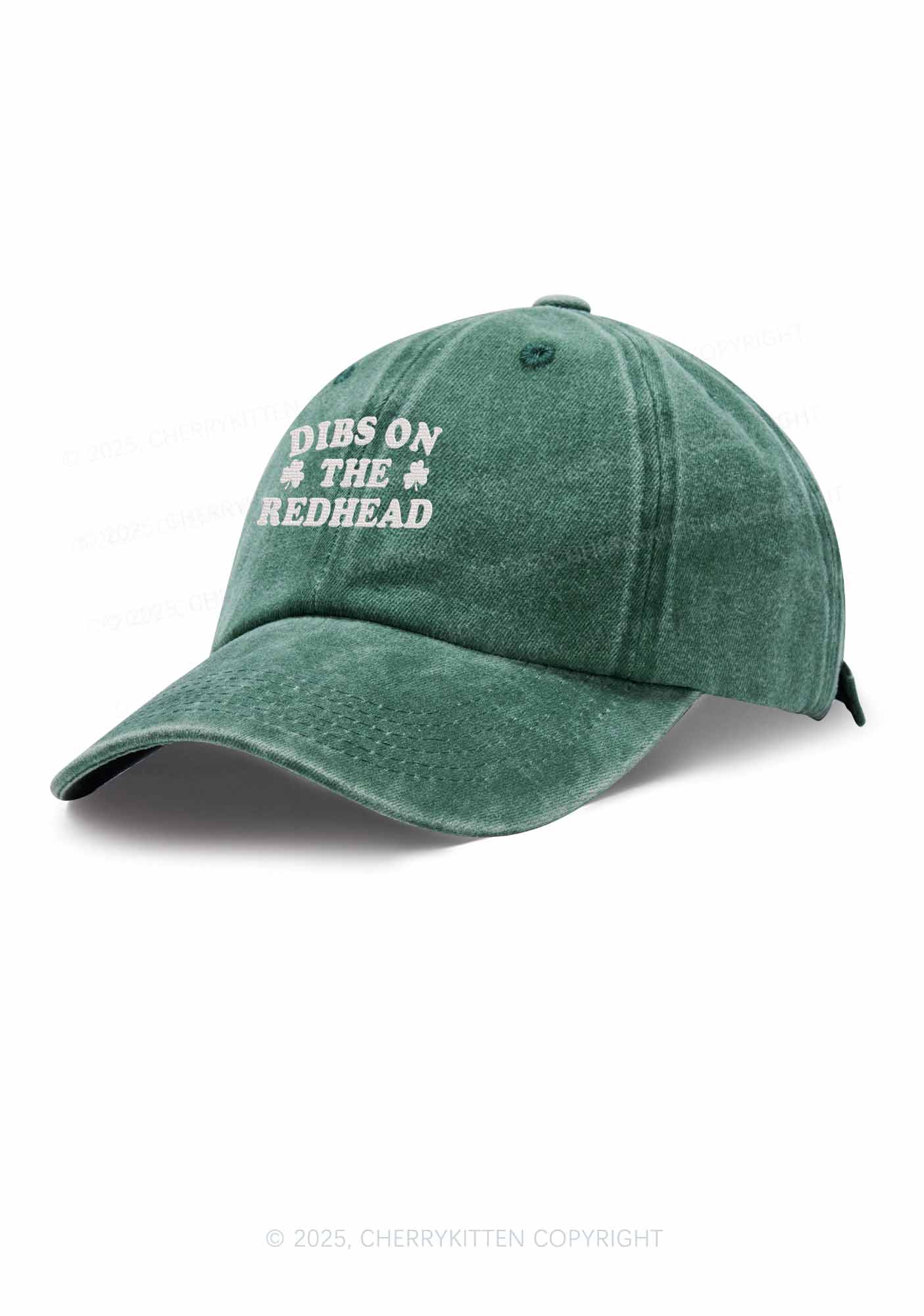Embroidered Dibs On The Redhead St Patricks Y2K Washed Baseball Cap Cherrykitten - Image 2