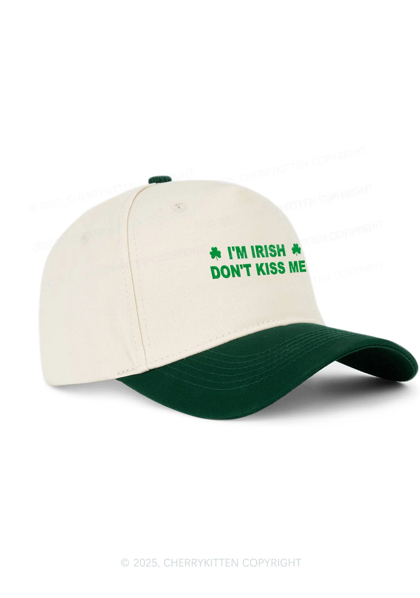 Embroidered Dont Kiss Irish St Patricks Y2K Color Block Baseball Cap Cherrykitten - Image 2