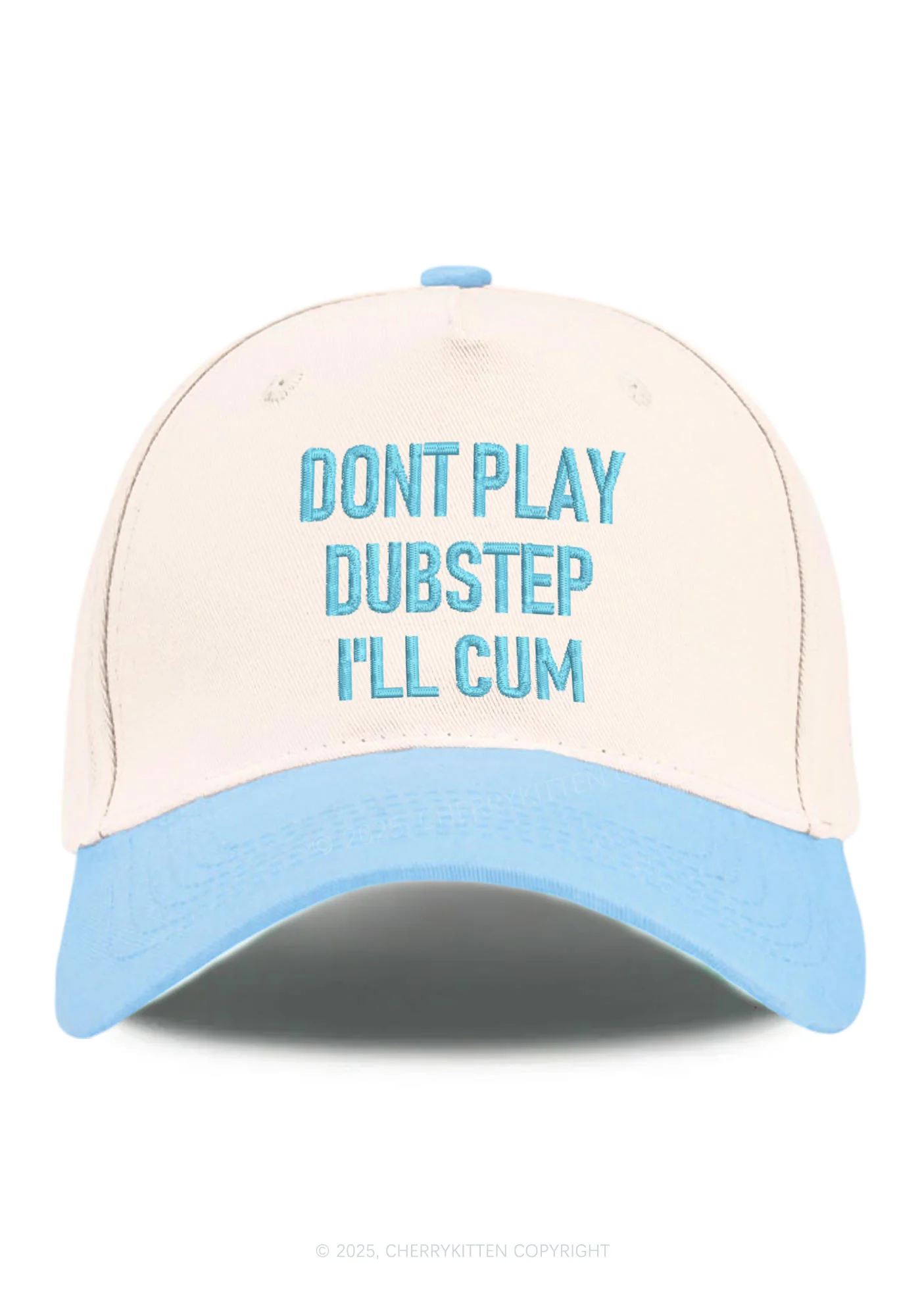 Embroidered Dont Play Dubstep Y2K Color Block Baseball Cap Cherrykitten - Image 4