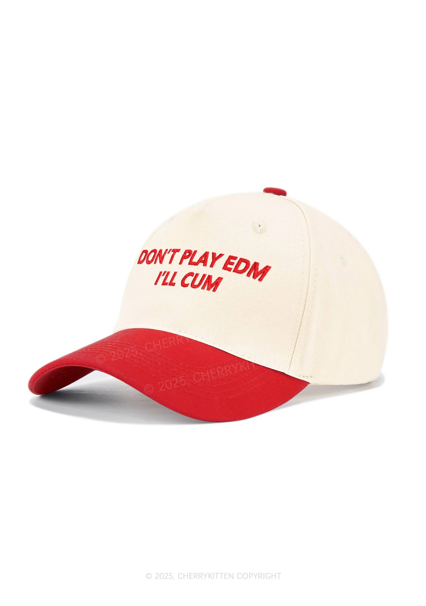 Embroidered Dont Play EDM Y2K Color Block Baseball Cap Cherrykitten - Image 2