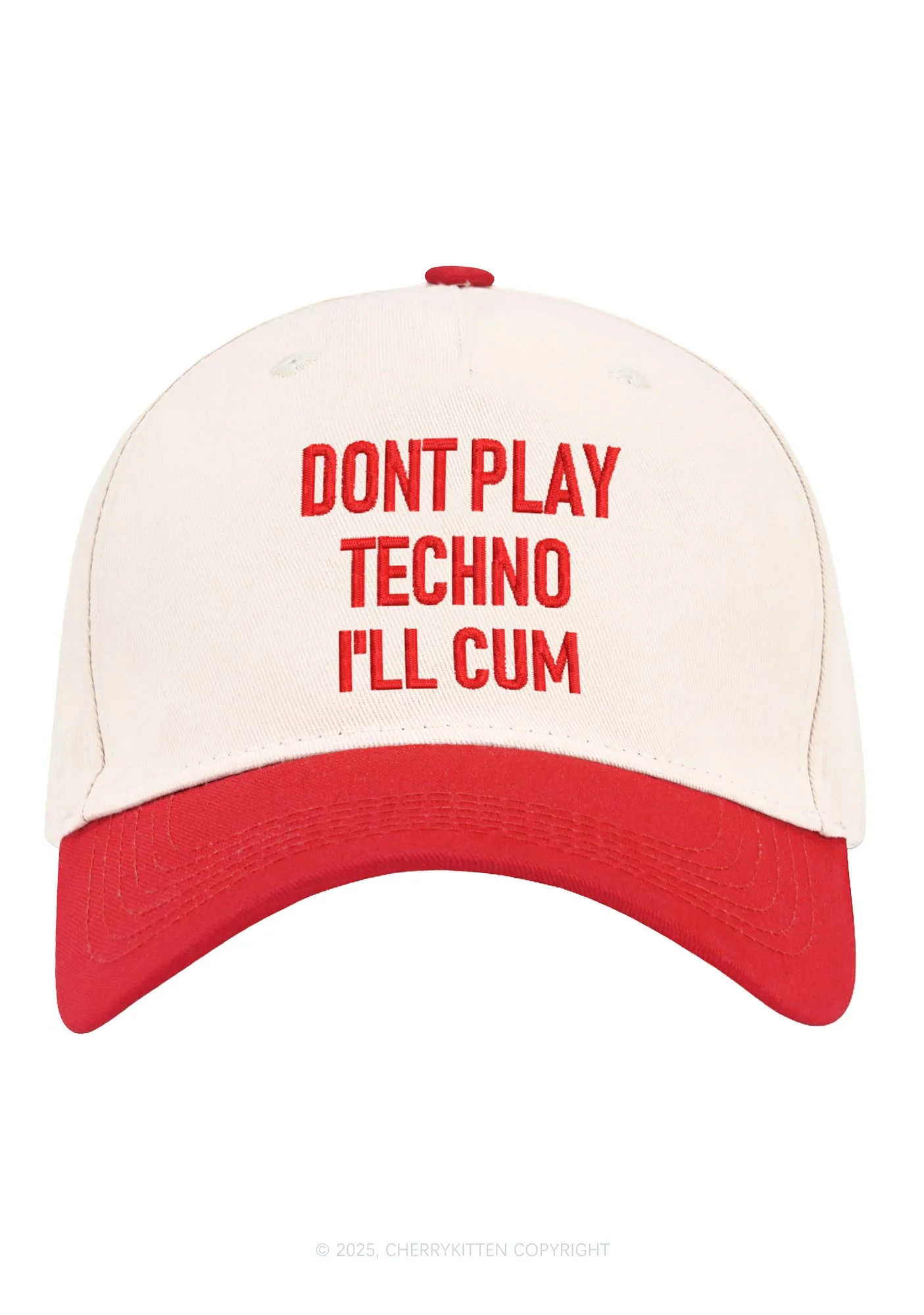 Embroidered Dont Play Techno Y2K Color Block Baseball Cap Cherrykitten - Image 4