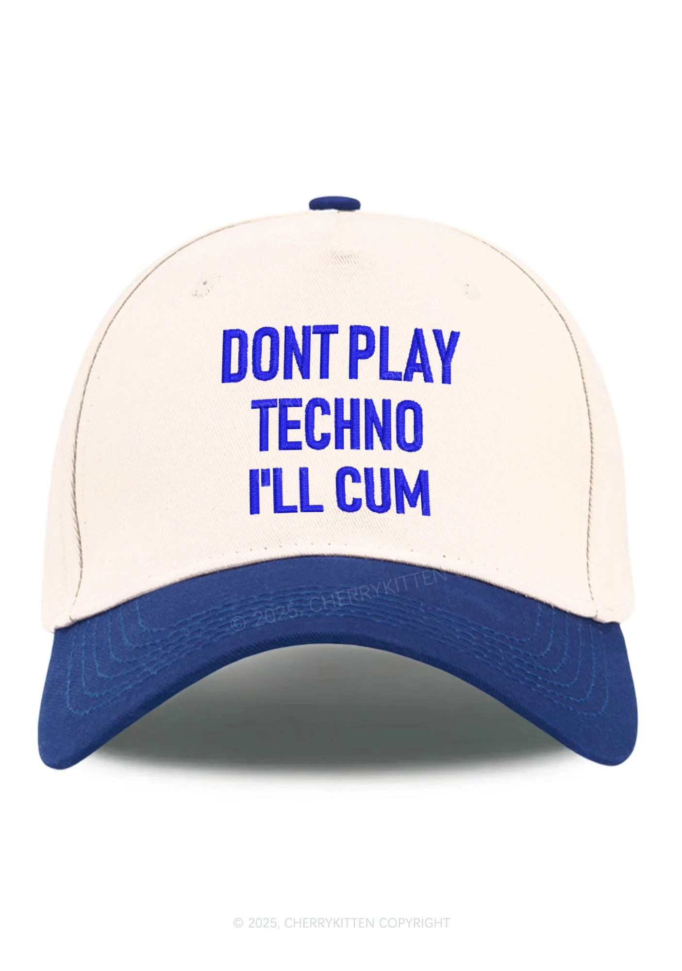 Embroidered Dont Play Techno Y2K Color Block Baseball Cap Cherrykitten - Image 5