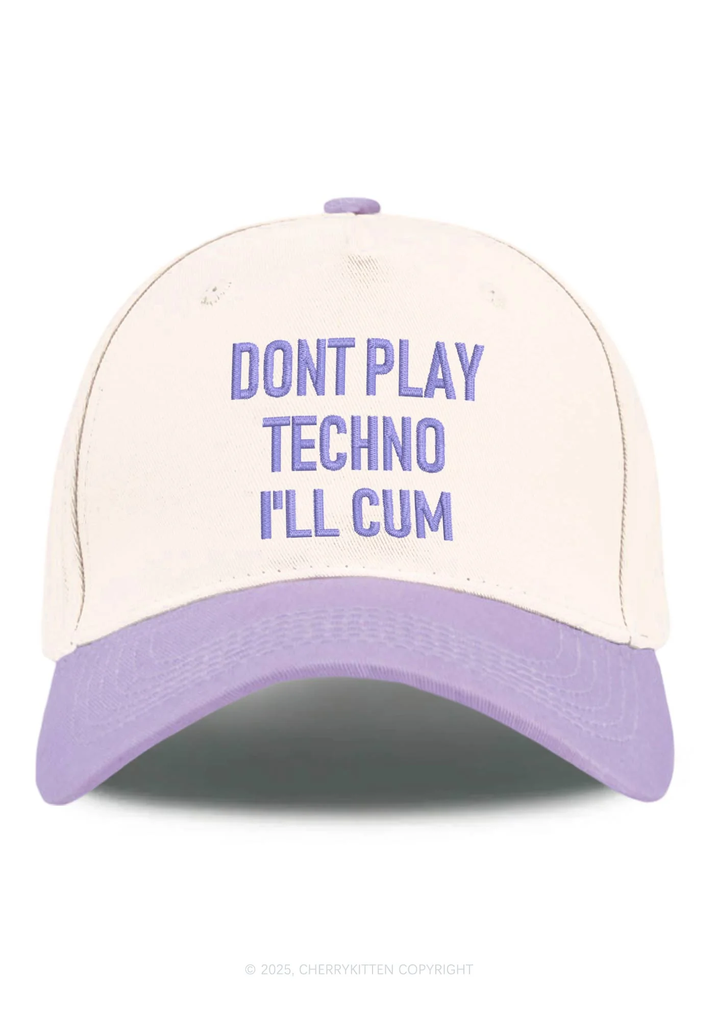 Embroidered Dont Play Techno Y2K Color Block Baseball Cap Cherrykitten - Image 6