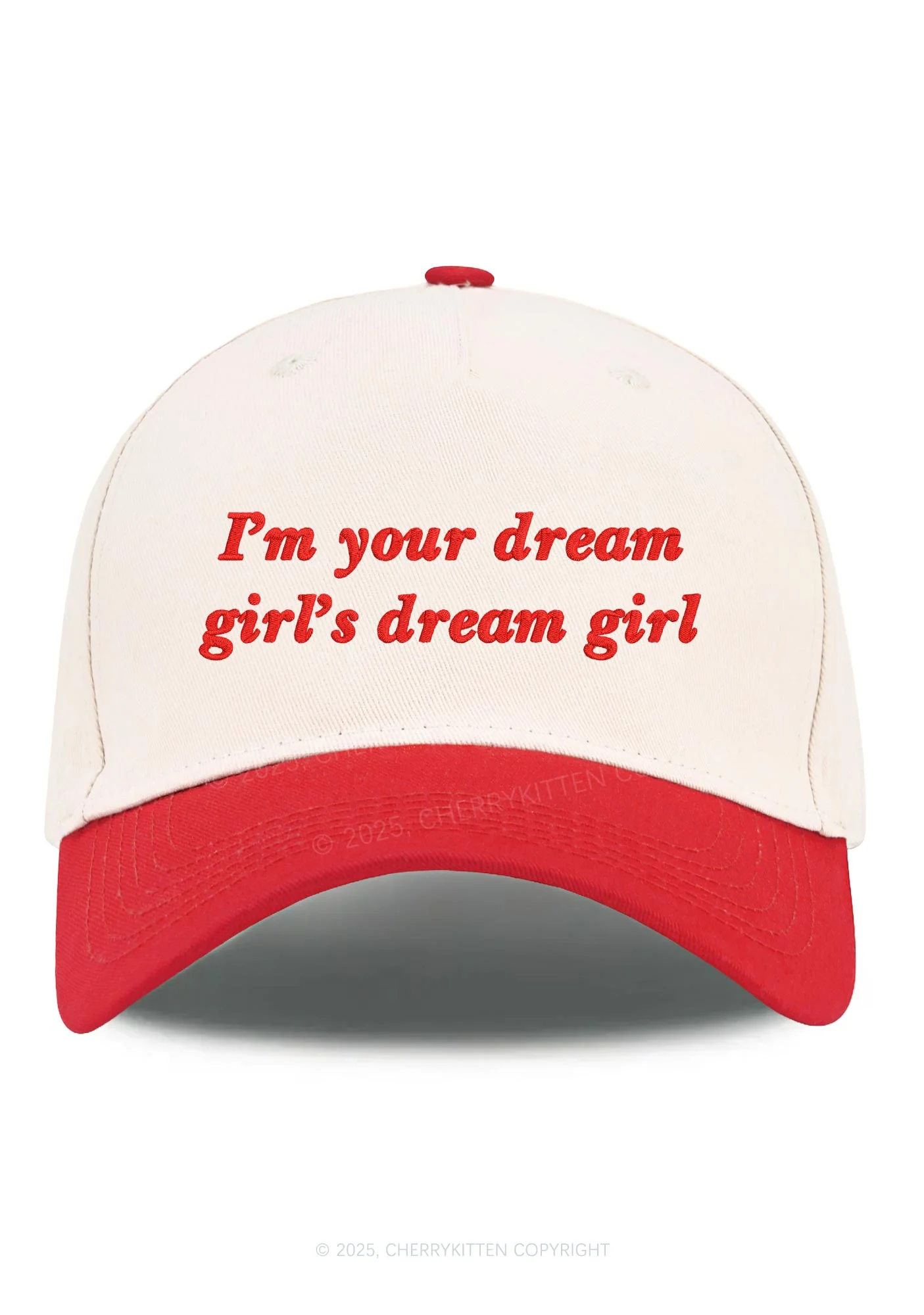 Embroidered Dream Girl Pride Y2K Color Block Baseball Cap Cherrykitten - Image 3