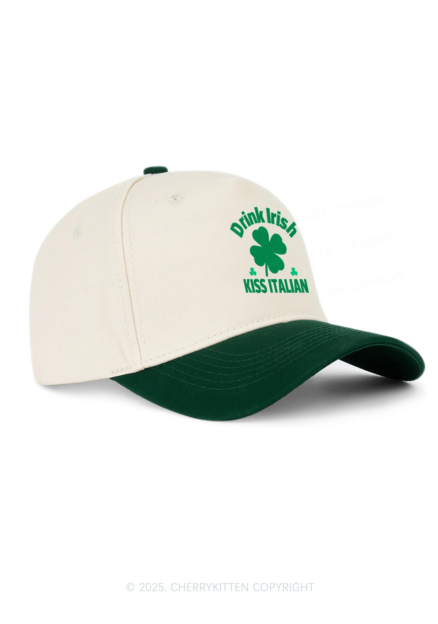 Embroidered Drink Irish Kiss Italian St Patricks Y2K Color Block Baseball Cap Cherrykitten - Image 2