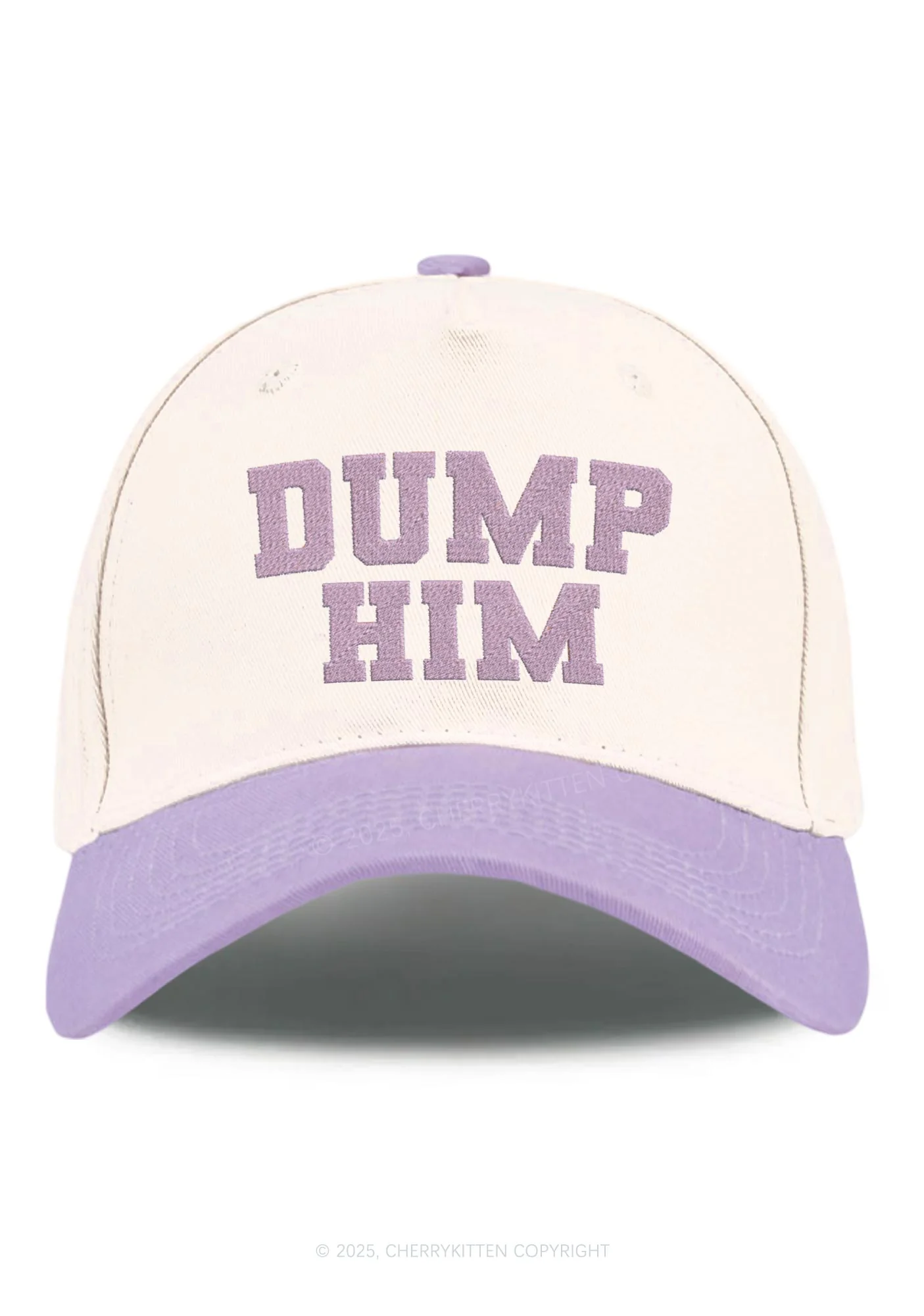 Embroidered Dump Him Y2K Color Block Baseball Cap Cherrykitten - Image 6