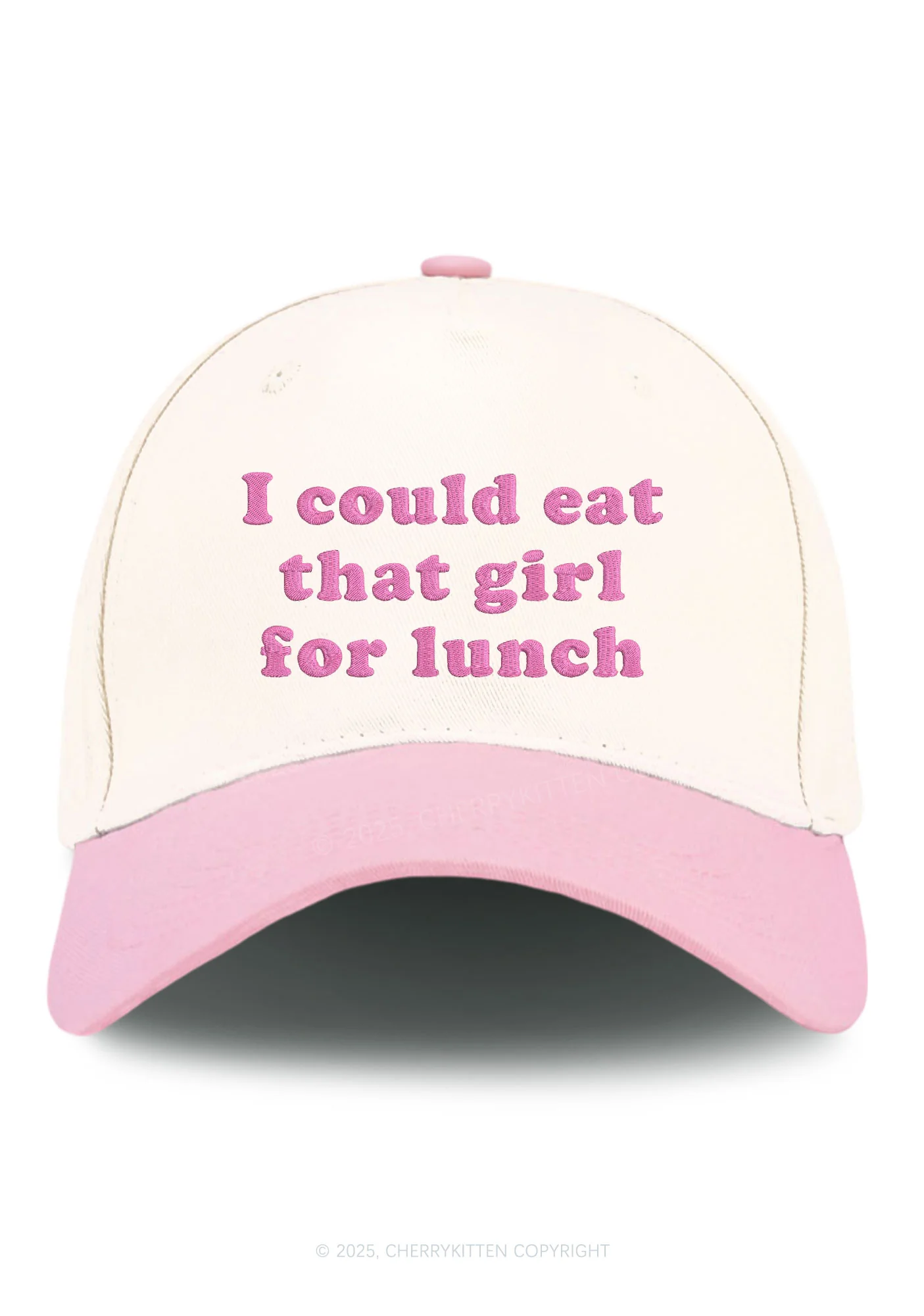Embroidered Eat That Girl For Lunch Pride Y2K Color Block Baseball Cap Cherrykitten - Image 3