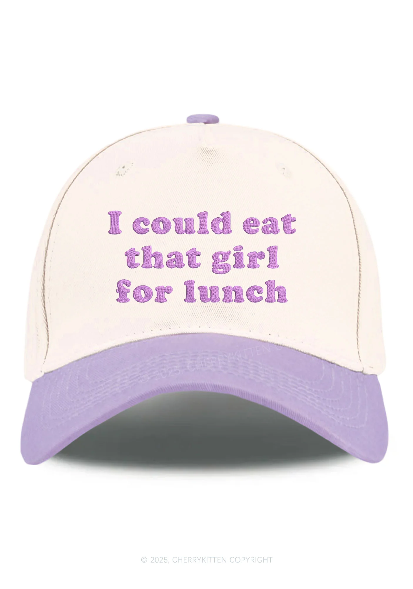 Embroidered Eat That Girl For Lunch Pride Y2K Color Block Baseball Cap Cherrykitten - Image 4