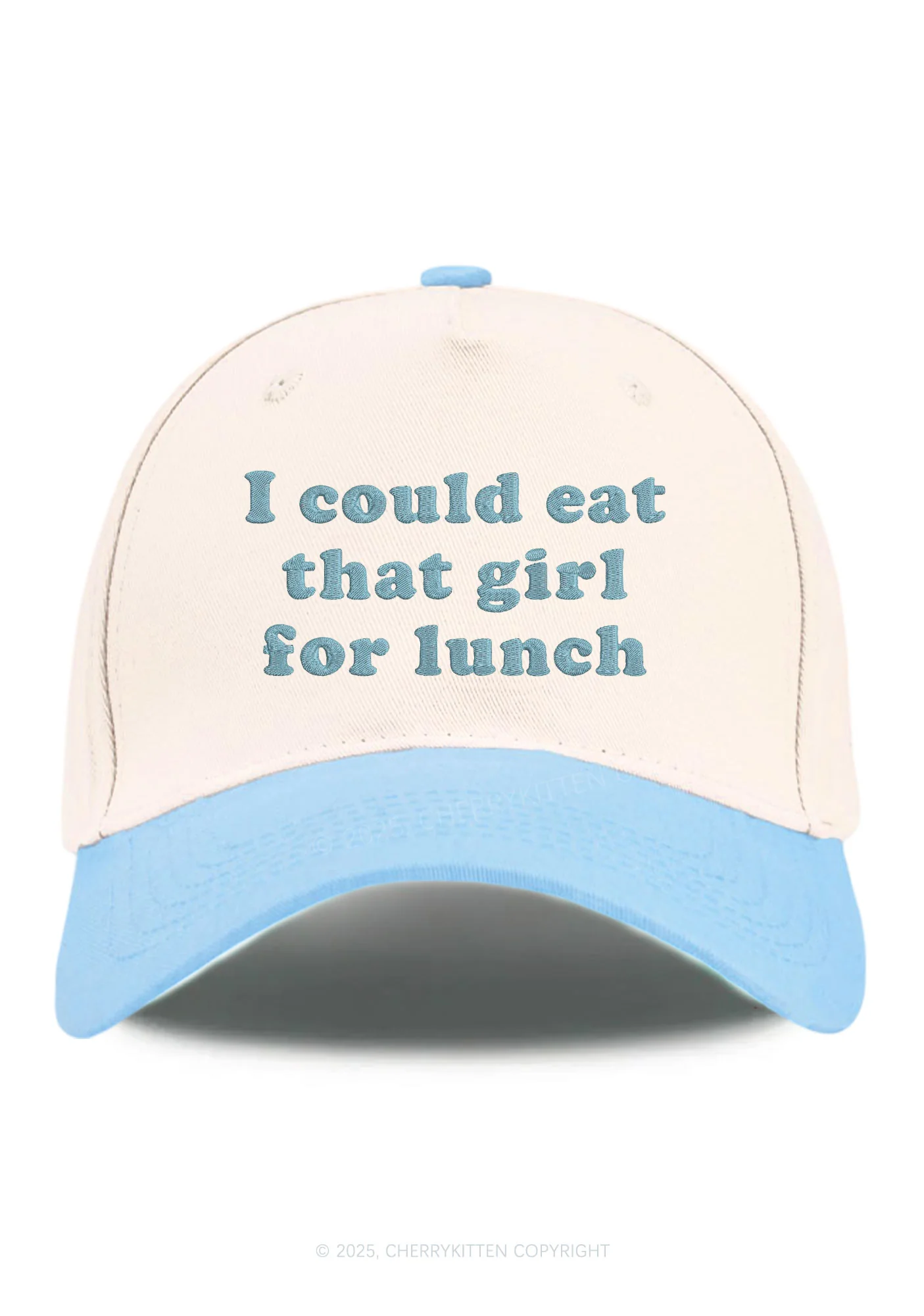 Embroidered Eat That Girl For Lunch Pride Y2K Color Block Baseball Cap Cherrykitten - Image 5
