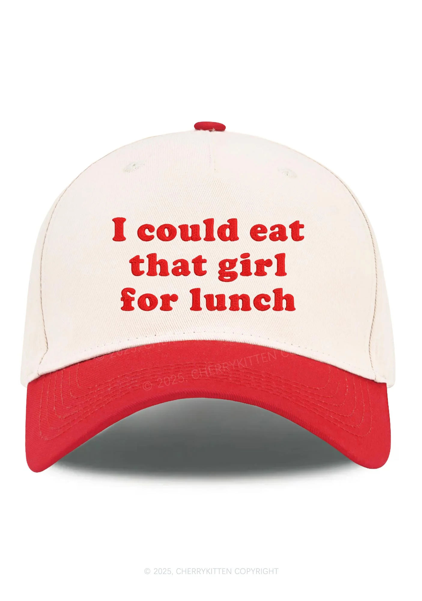 Embroidered Eat That Girl For Lunch Pride Y2K Color Block Baseball Cap Cherrykitten - Image 9