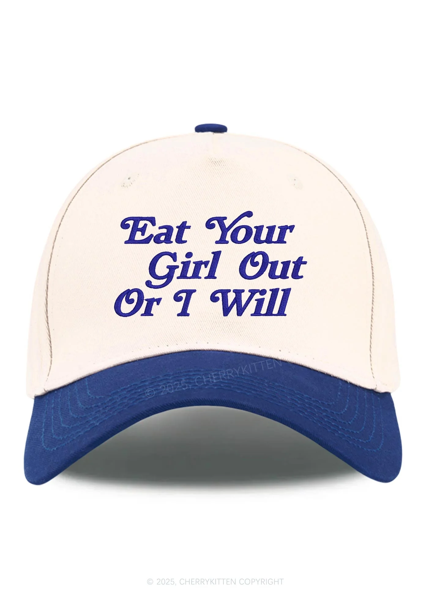 Embroidered Eat Your Girl Out Pride Y2K Color Block Baseball Cap Cherrykitten - Image 11