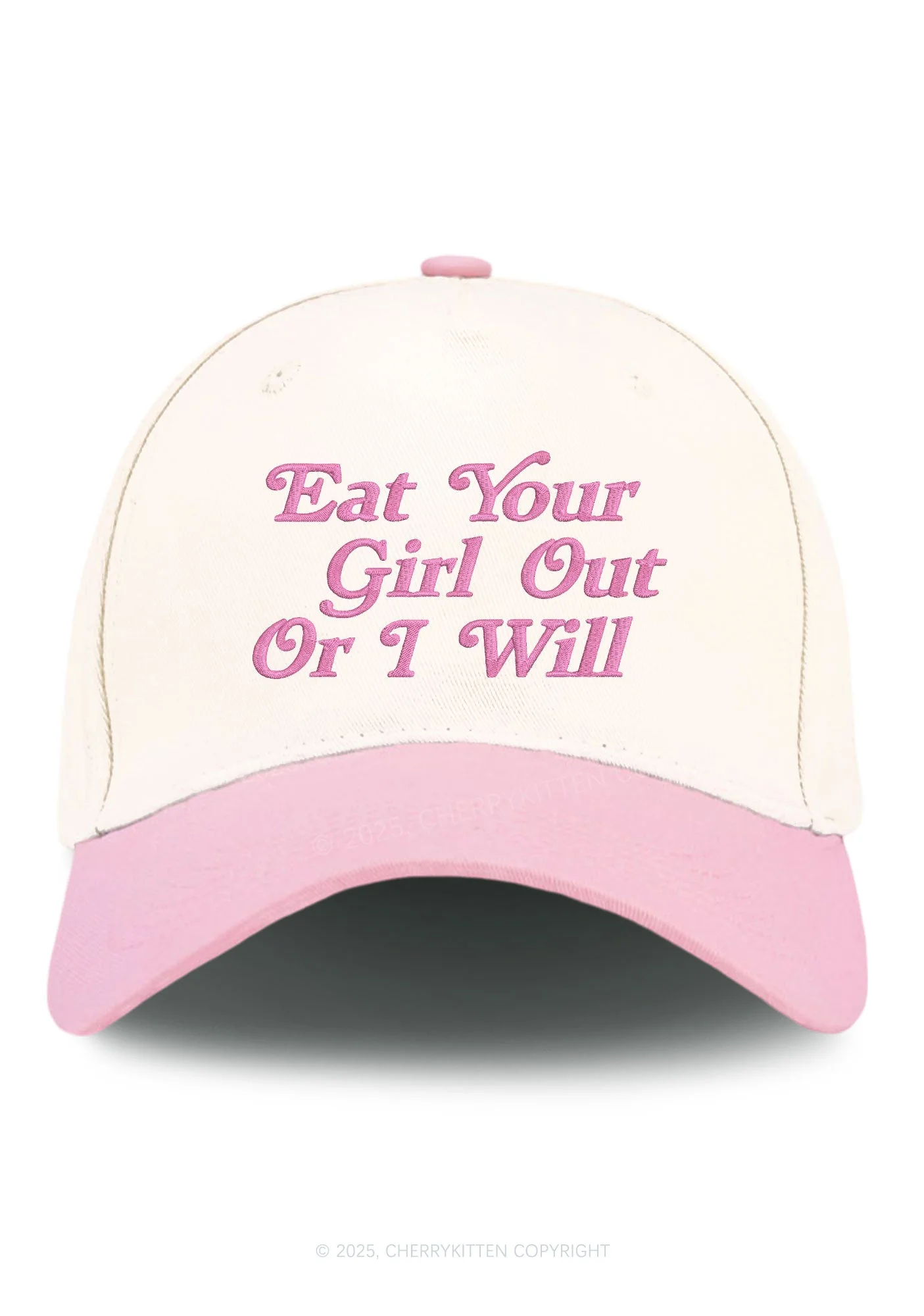 Embroidered Eat Your Girl Out Pride Y2K Color Block Baseball Cap Cherrykitten - Image 12