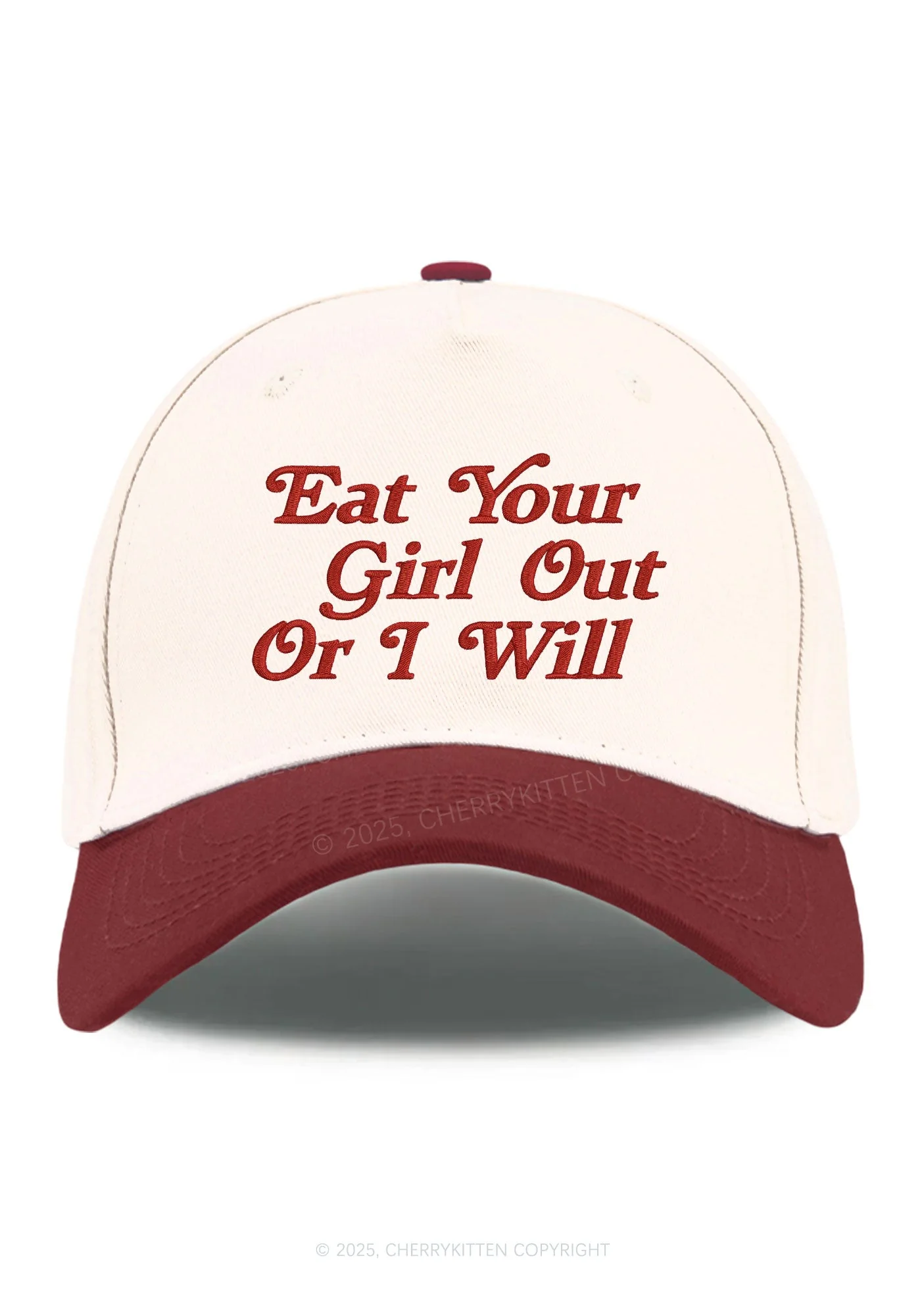 Embroidered Eat Your Girl Out Pride Y2K Color Block Baseball Cap Cherrykitten - Image 13
