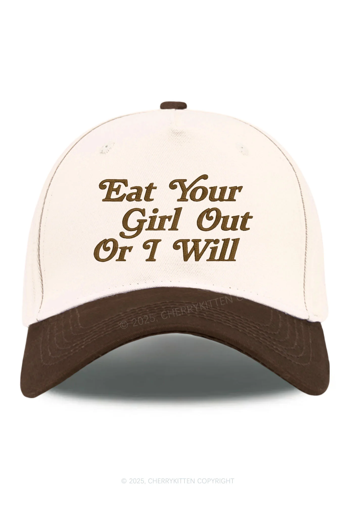 Embroidered Eat Your Girl Out Pride Y2K Color Block Baseball Cap Cherrykitten - Image 3