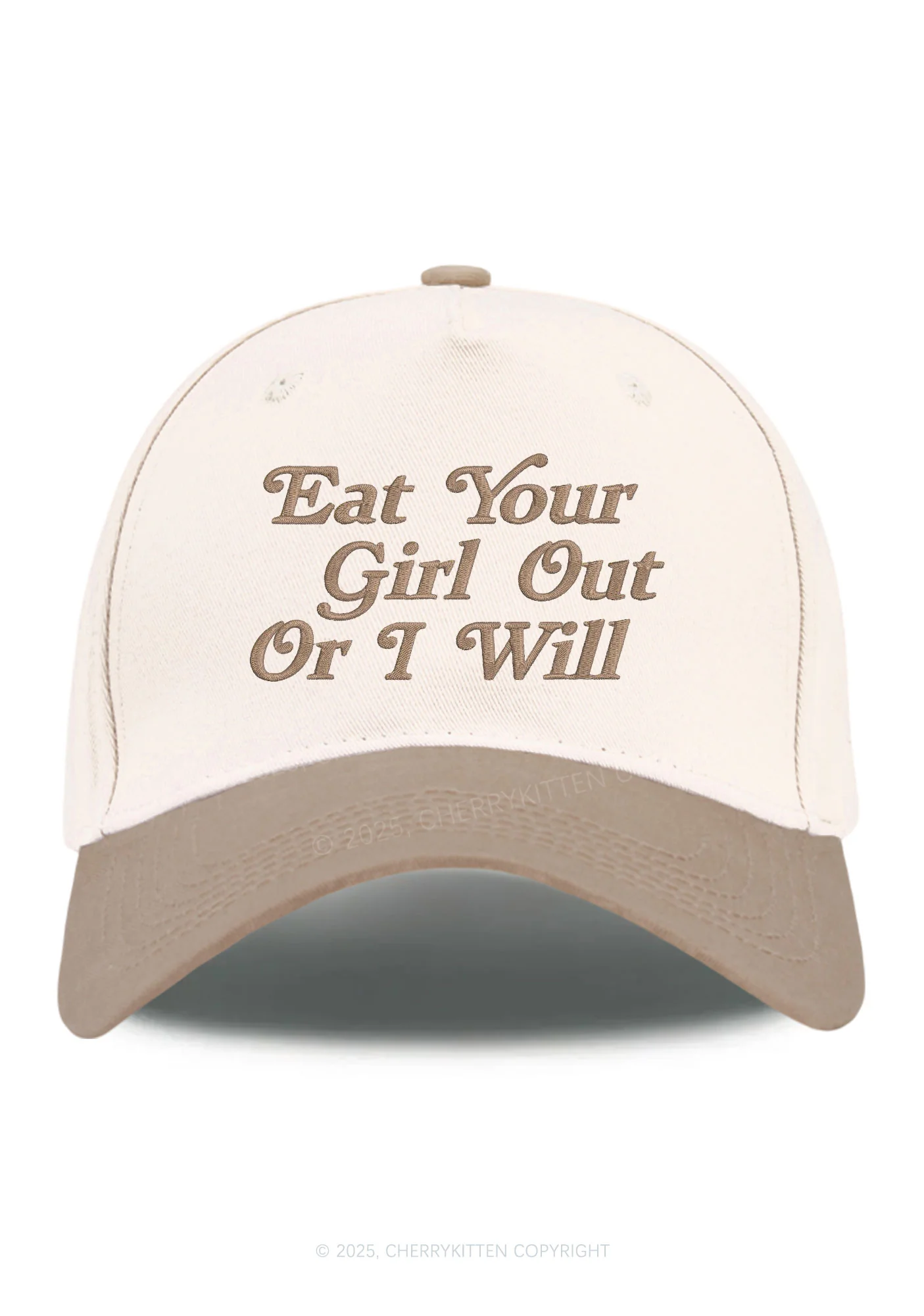 Embroidered Eat Your Girl Out Pride Y2K Color Block Baseball Cap Cherrykitten - Image 4