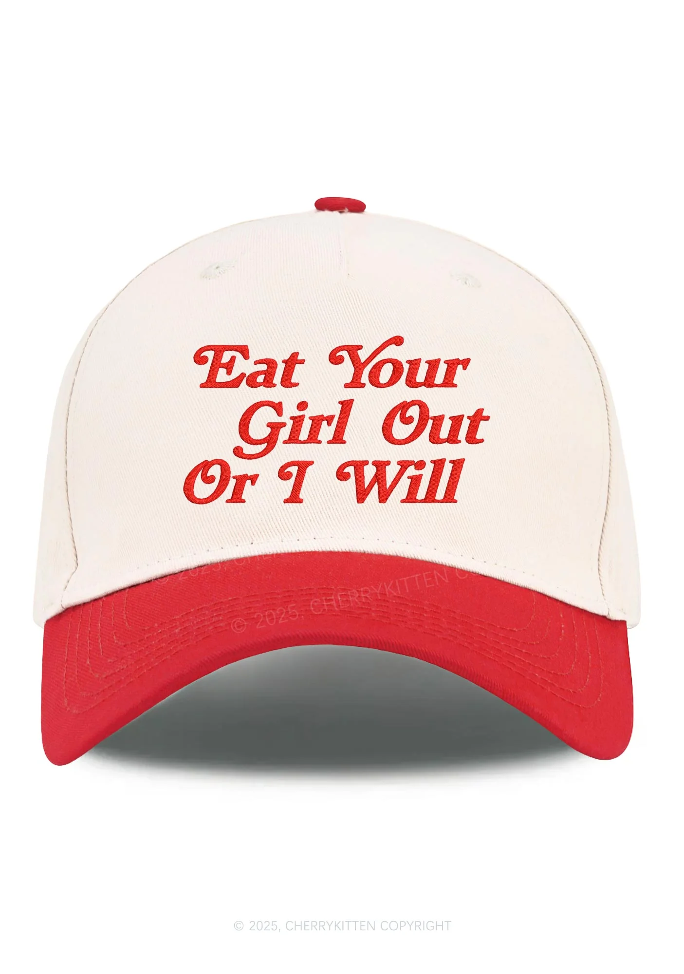 Embroidered Eat Your Girl Out Pride Y2K Color Block Baseball Cap Cherrykitten - Image 5