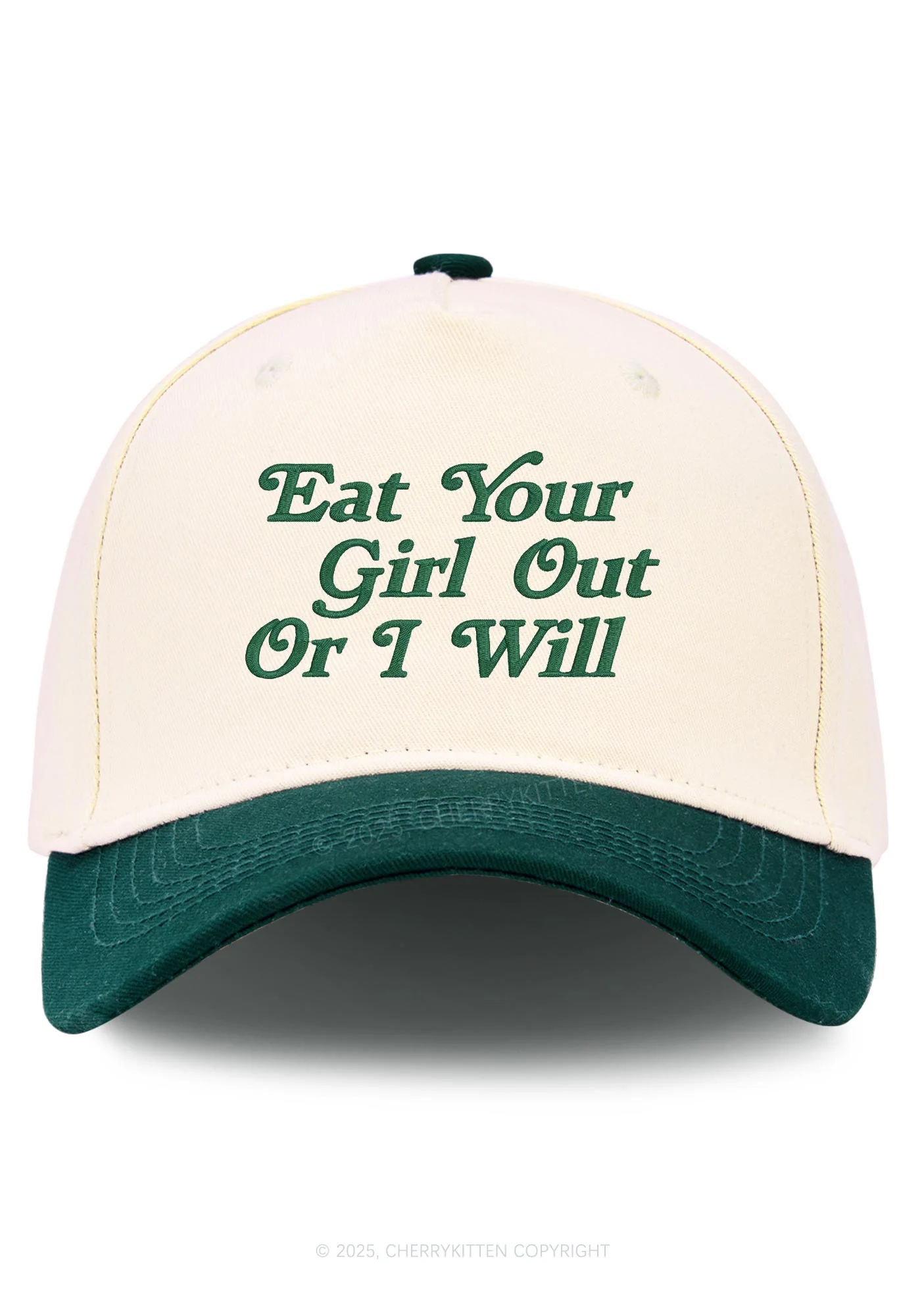 Embroidered Eat Your Girl Out Pride Y2K Color Block Baseball Cap Cherrykitten - Image 7
