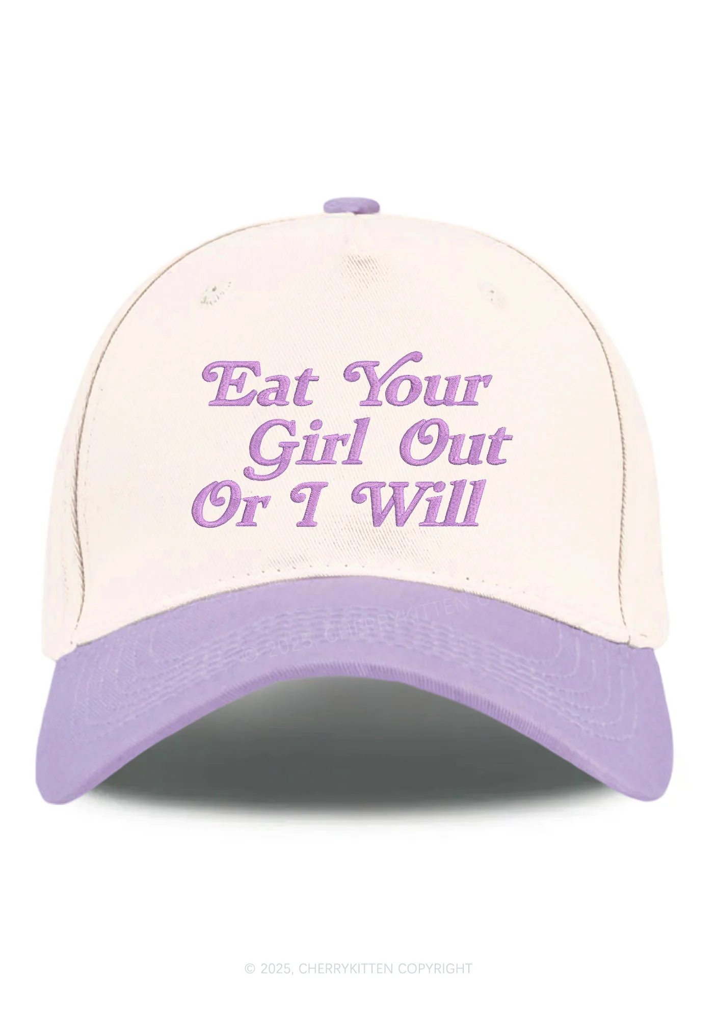 Embroidered Eat Your Girl Out Pride Y2K Color Block Baseball Cap Cherrykitten - Image 8