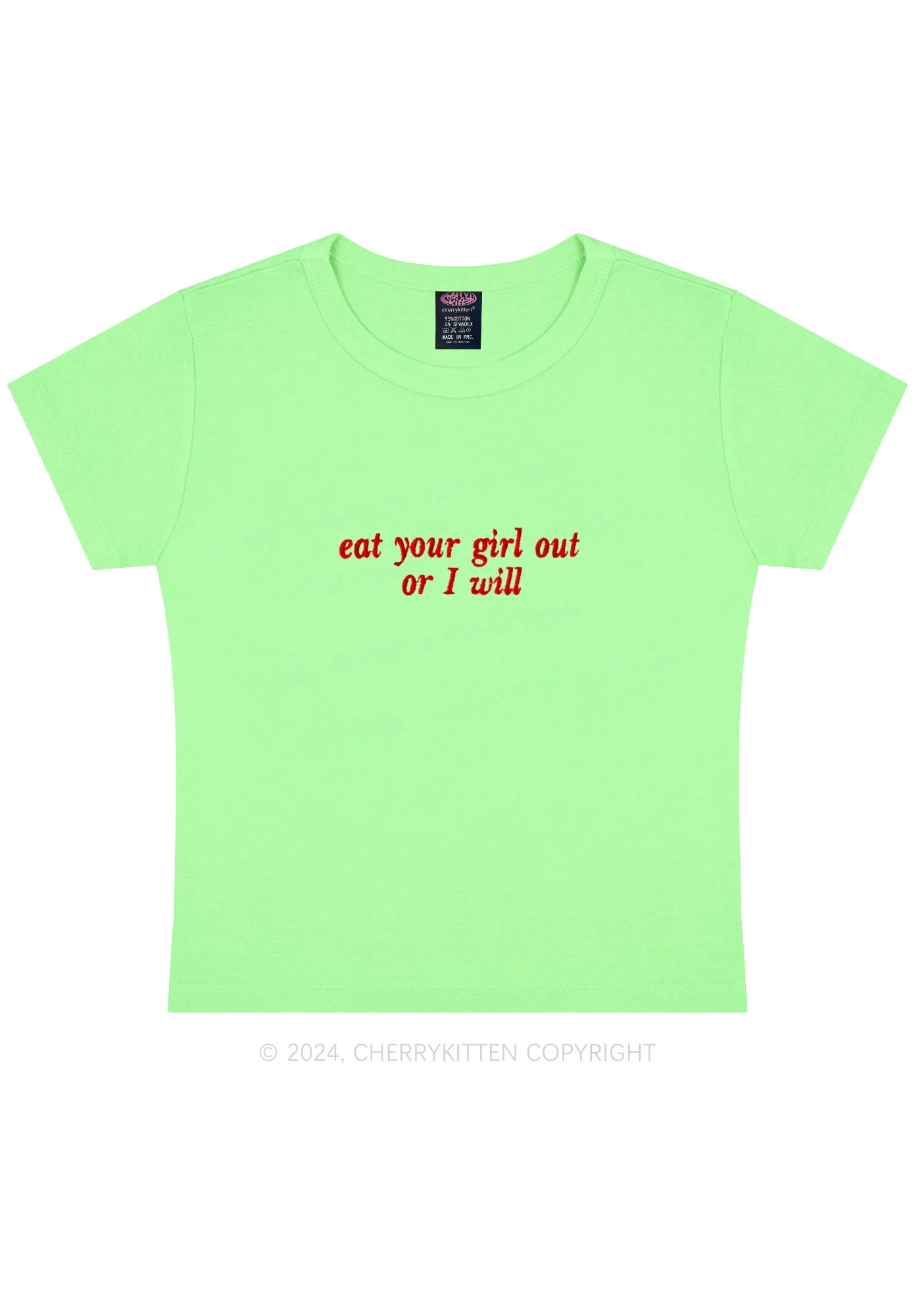 Embroidered Eat Your Girl Out Y2K Baby Tee Cherrykitten - Image 11