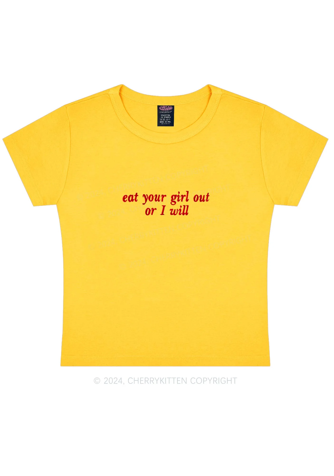 Embroidered Eat Your Girl Out Y2K Baby Tee Cherrykitten - Image 7
