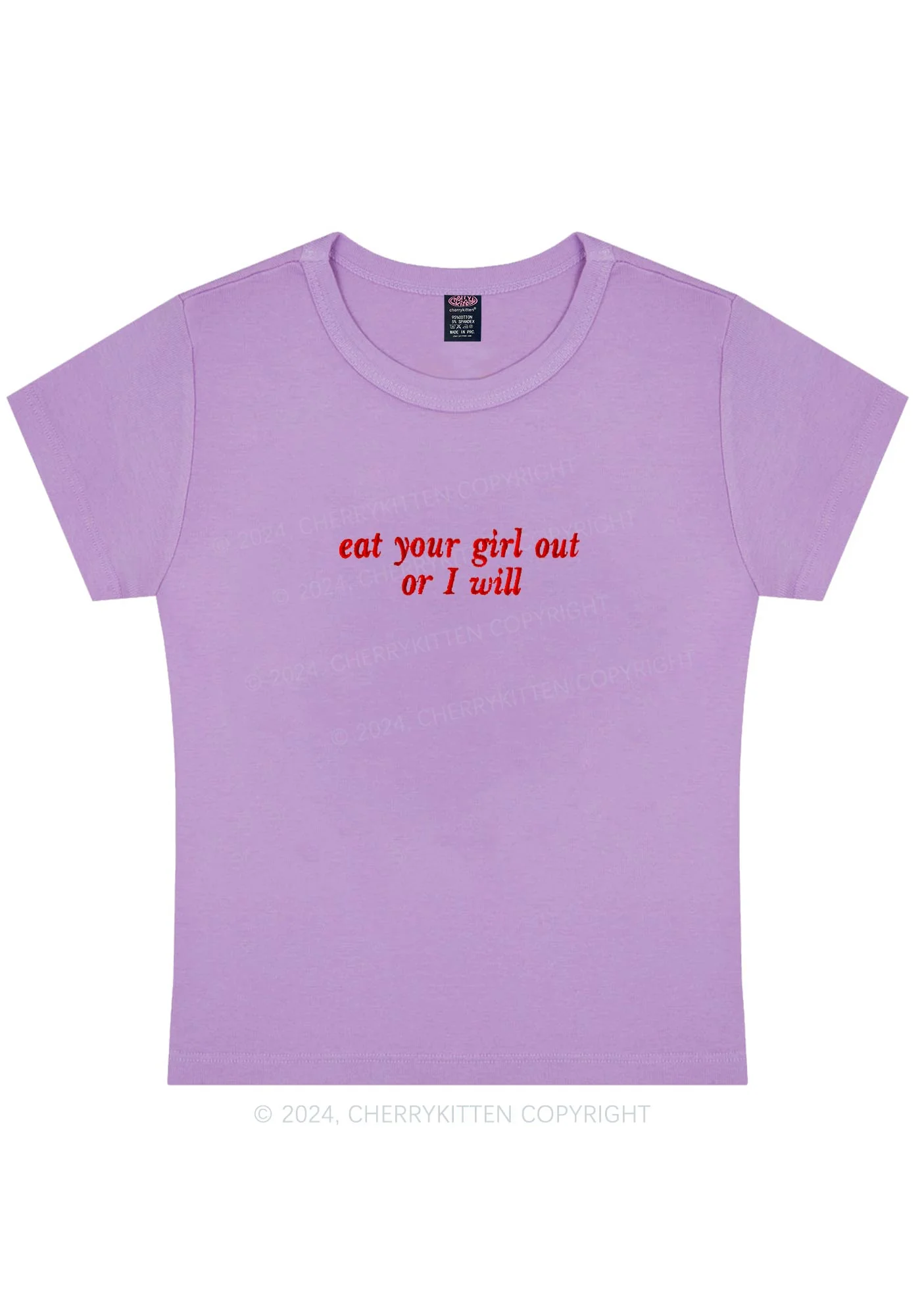 Embroidered Eat Your Girl Out Y2K Baby Tee Cherrykitten - Image 8
