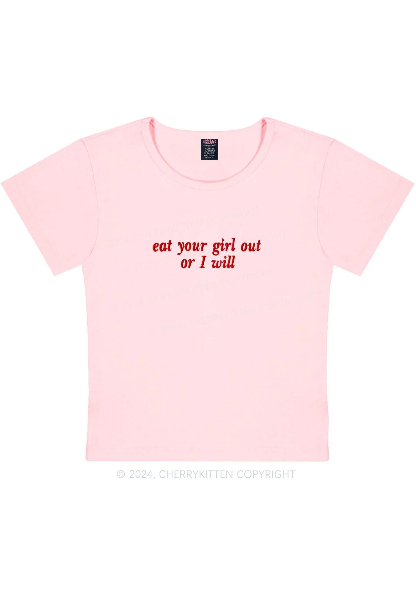 Embroidered Eat Your Girl Out Y2K Baby Tee Cherrykitten - Image 9