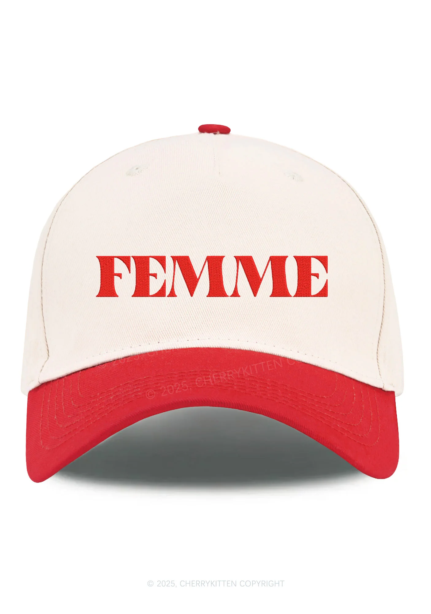 Embroidered Femme Pride Y2K Color Block Baseball Cap Cherrykitten - Image 3