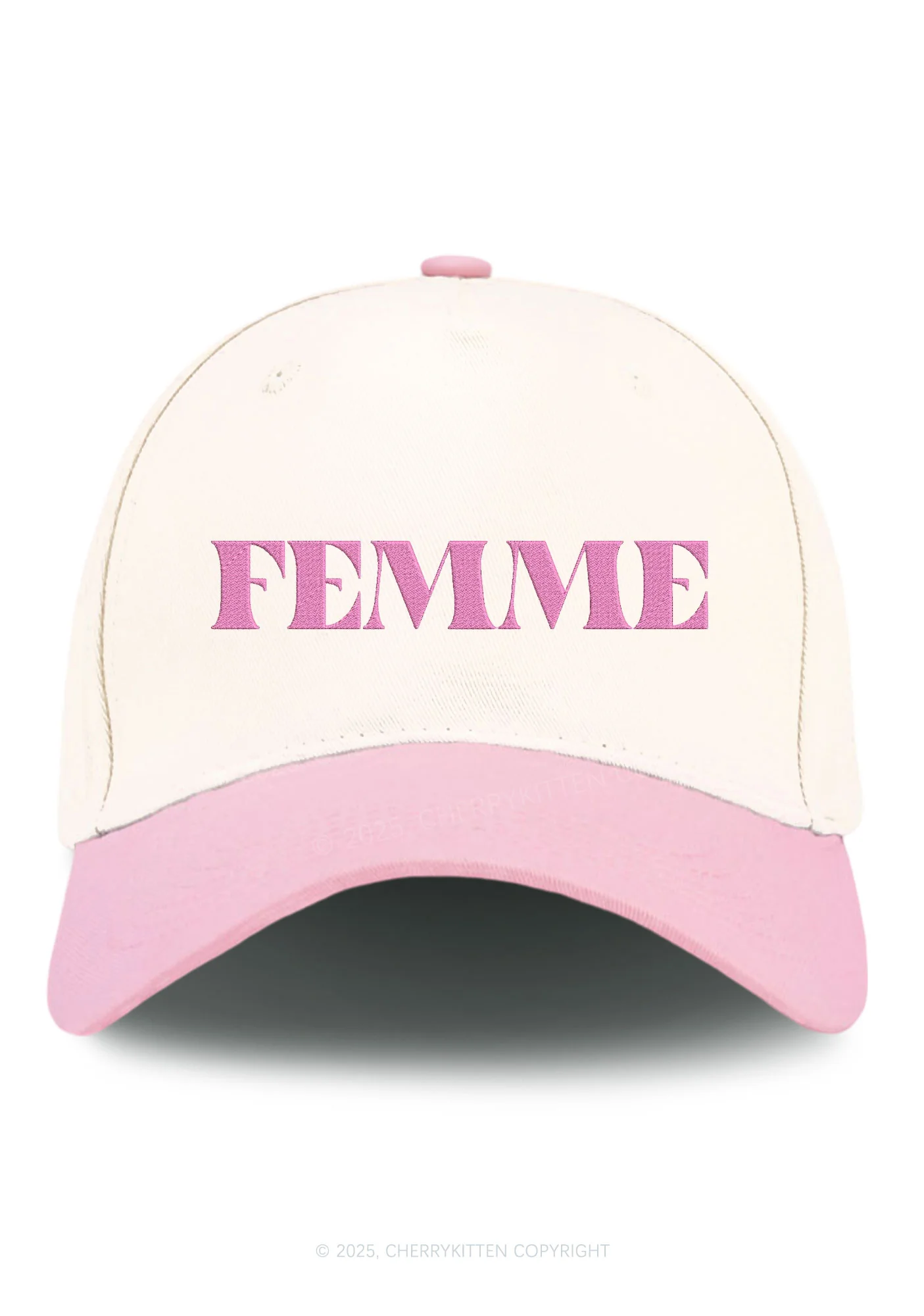 Embroidered Femme Pride Y2K Color Block Baseball Cap Cherrykitten - Image 5