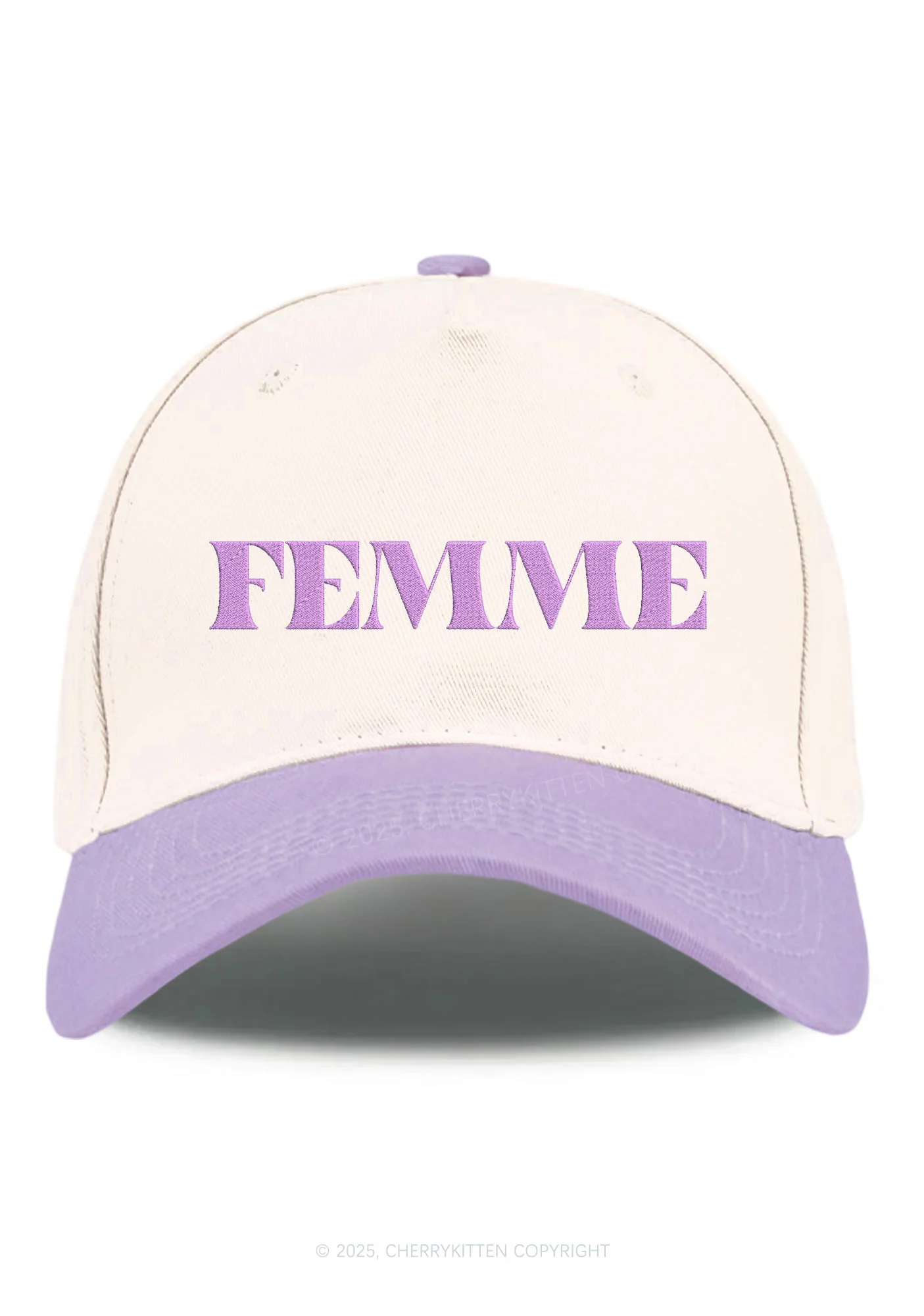 Embroidered Femme Pride Y2K Color Block Baseball Cap Cherrykitten - Image 8