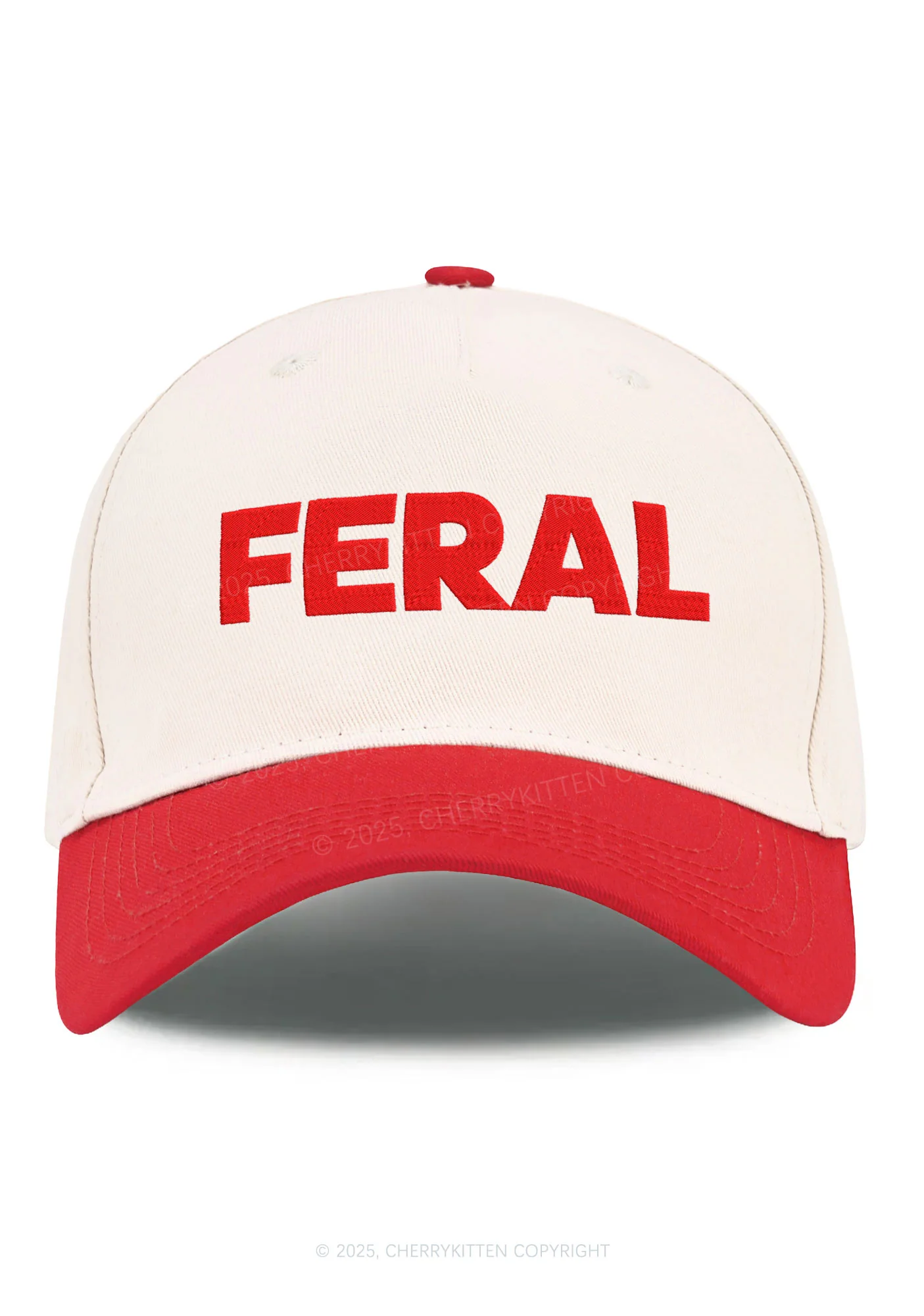 Embroidered Feral Y2K Color Block Baseball Cap Cherrykitten - Image 4