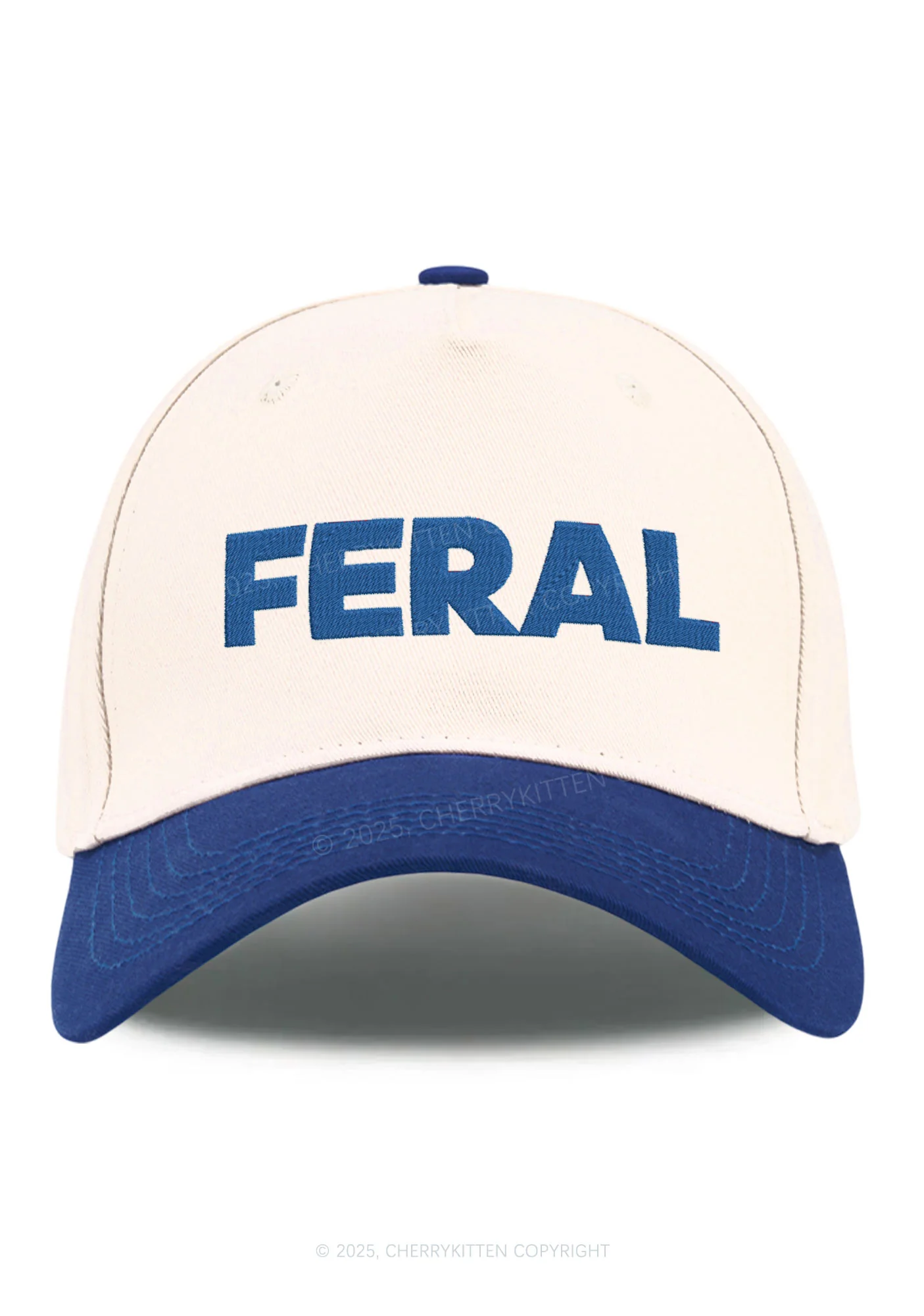 Embroidered Feral Y2K Color Block Baseball Cap Cherrykitten - Image 5