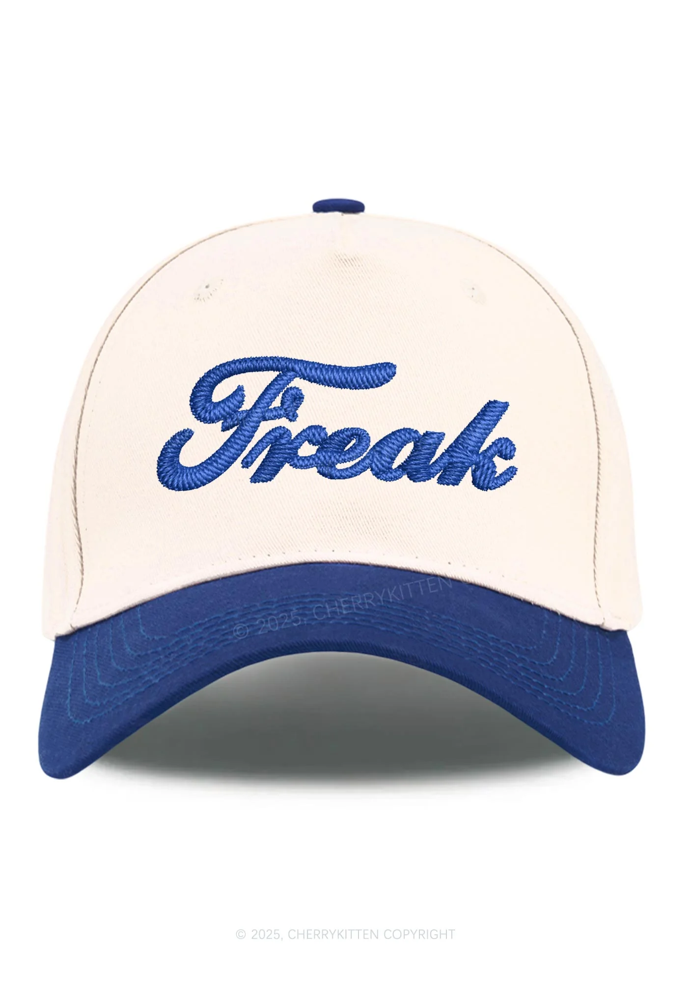 Embroidered Freak Y2K Color Block Baseball Cap Cherrykitten - Image 4