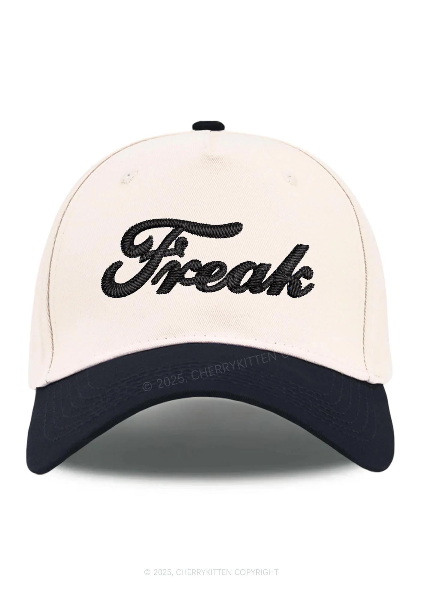 Embroidered Freak Y2K Color Block Baseball Cap Cherrykitten - Image 5