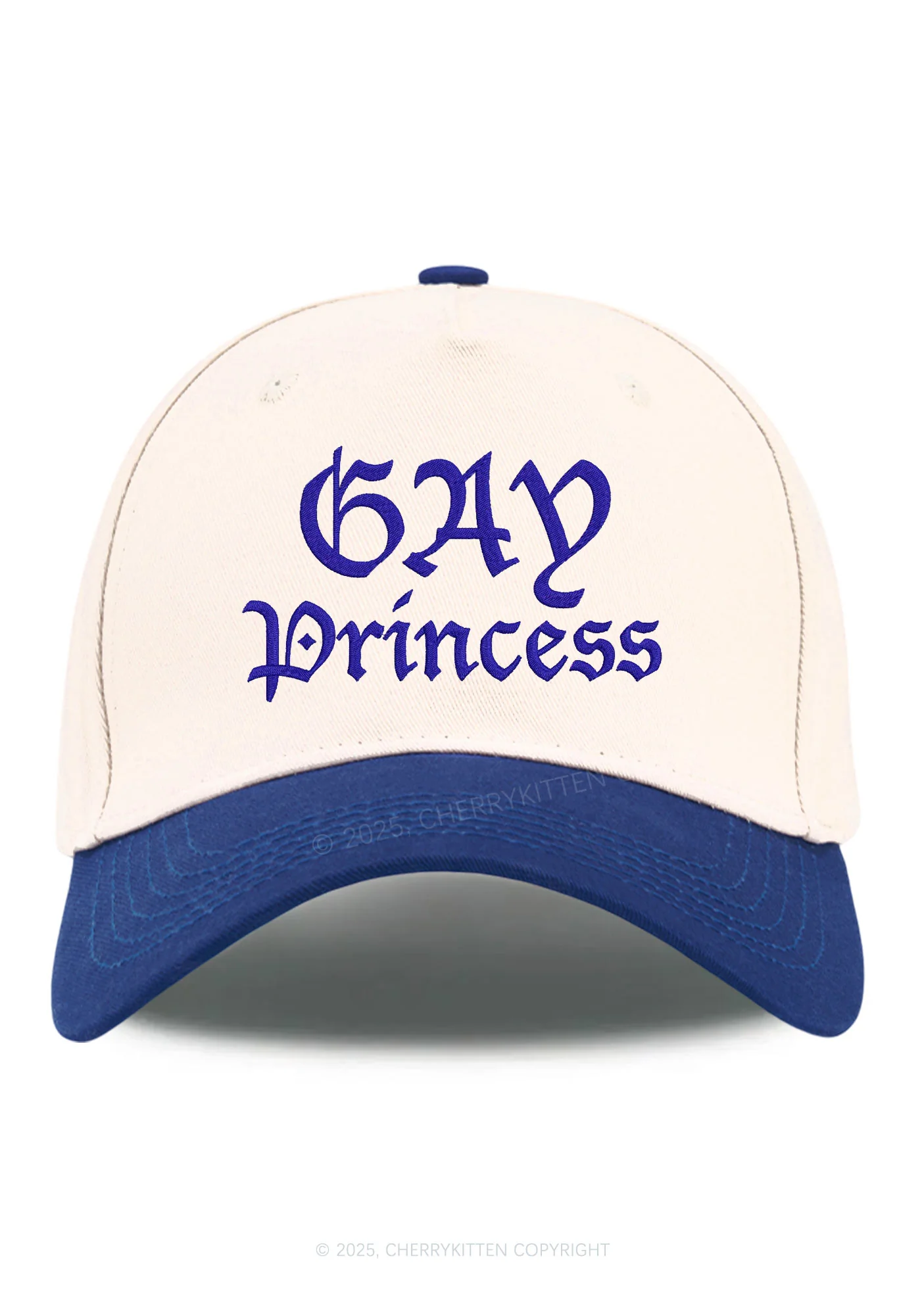 Embroidered Gay Princess Pride Y2K Color Block Baseball Cap Cherrykitten - Image 10