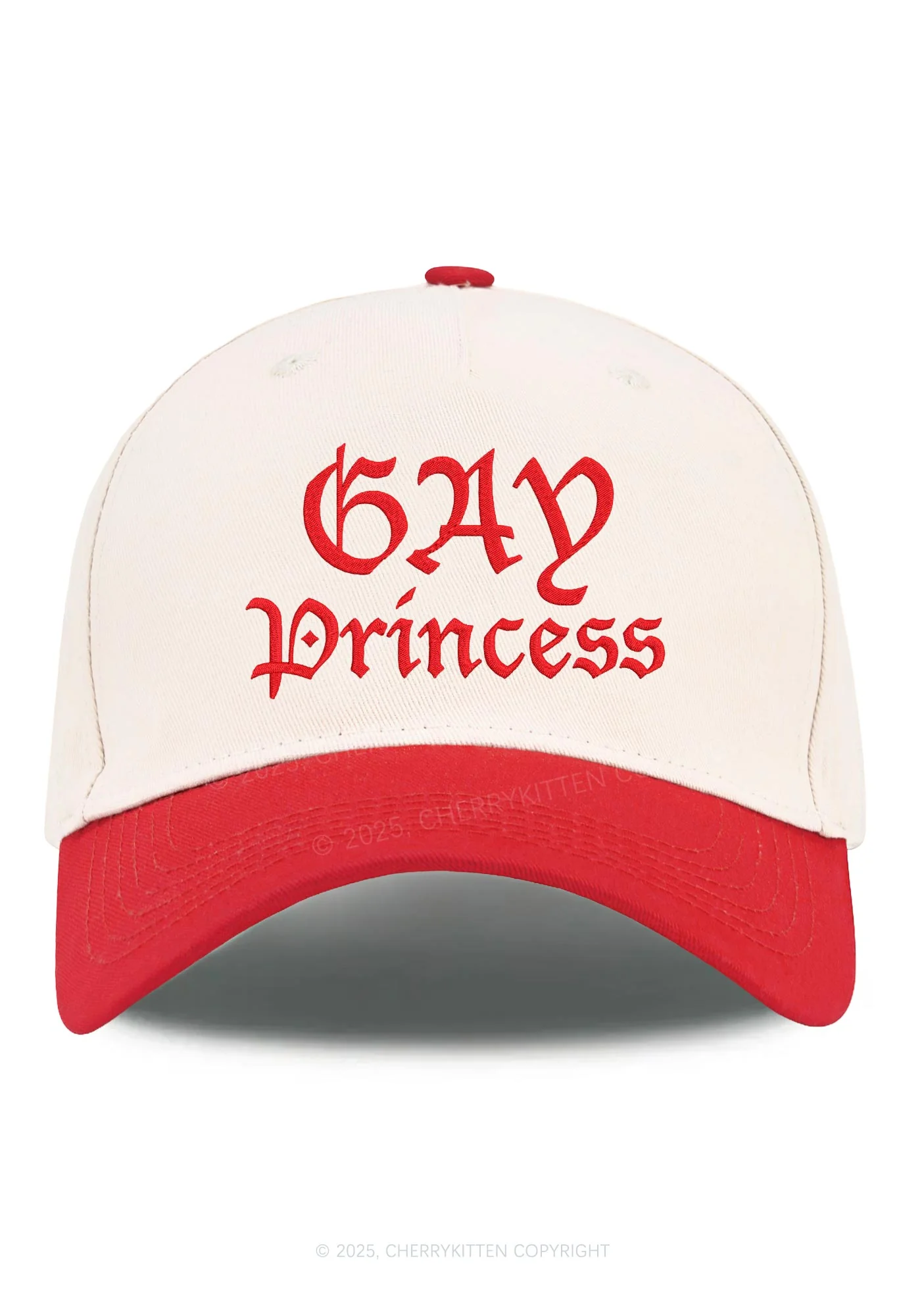 Embroidered Gay Princess Pride Y2K Color Block Baseball Cap Cherrykitten - Image 3