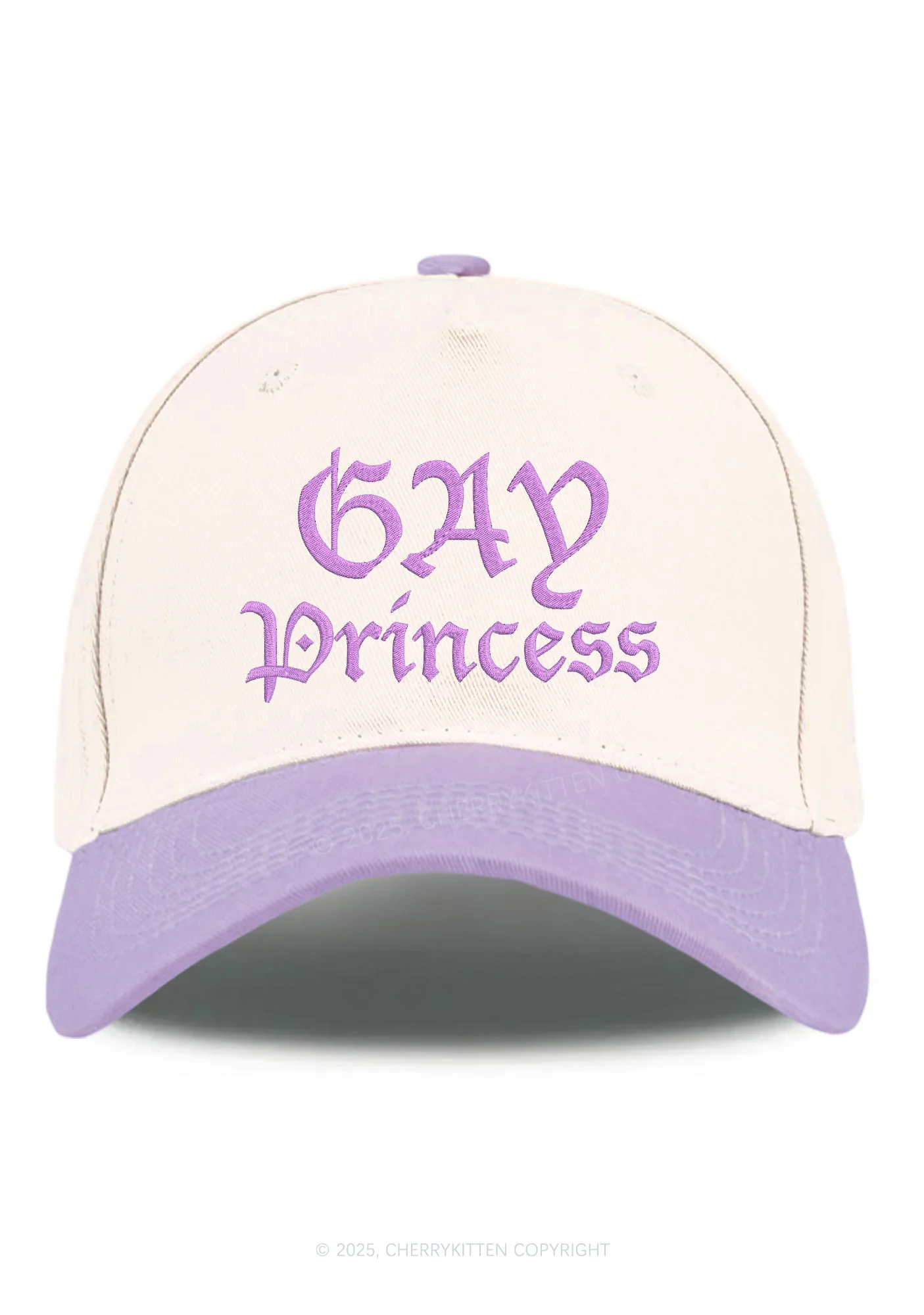 Embroidered Gay Princess Pride Y2K Color Block Baseball Cap Cherrykitten - Image 4