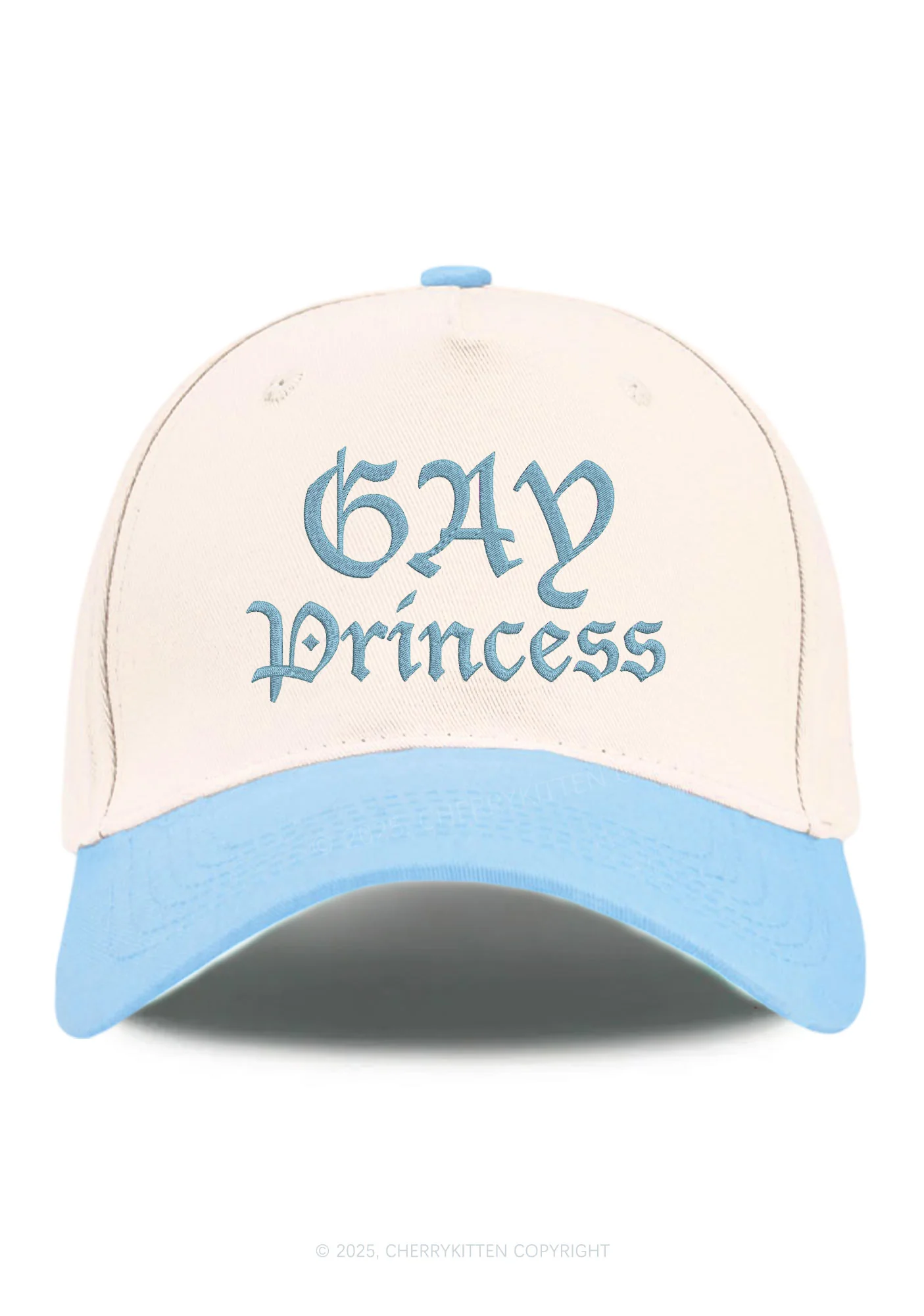 Embroidered Gay Princess Pride Y2K Color Block Baseball Cap Cherrykitten - Image 5