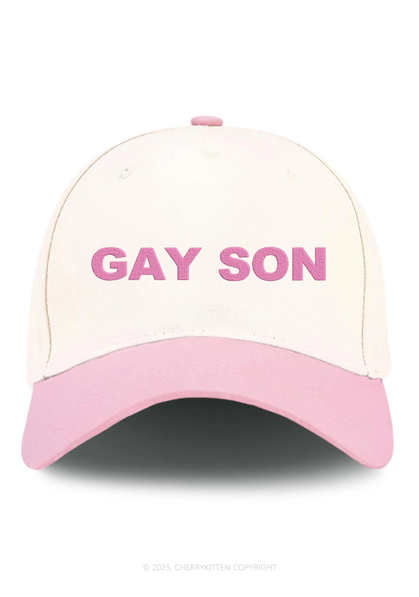 Embroidered Gay Son Pride Y2K Color Block Baseball Cap Cherrykitten - Image 3