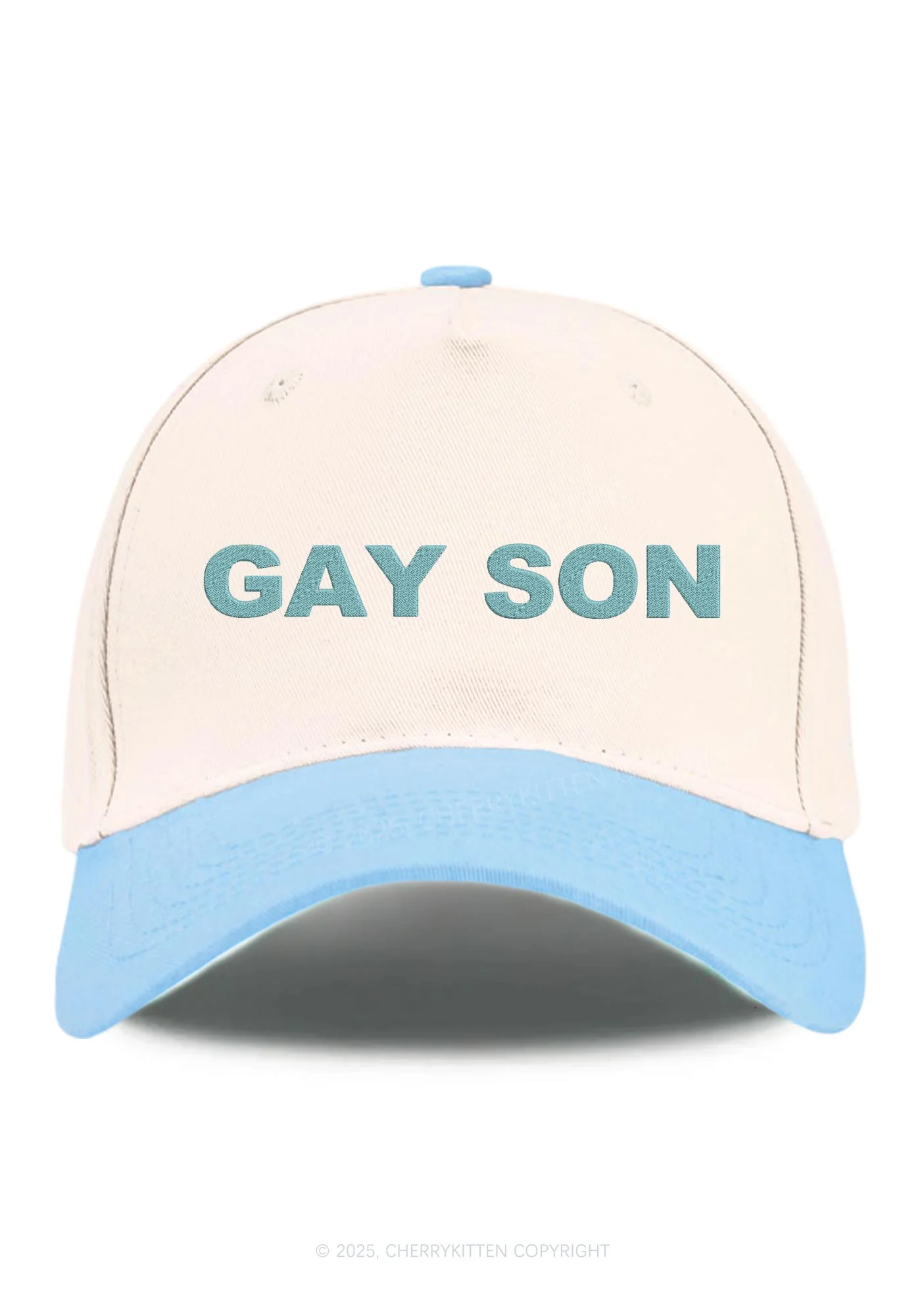 Embroidered Gay Son Pride Y2K Color Block Baseball Cap Cherrykitten - Image 7