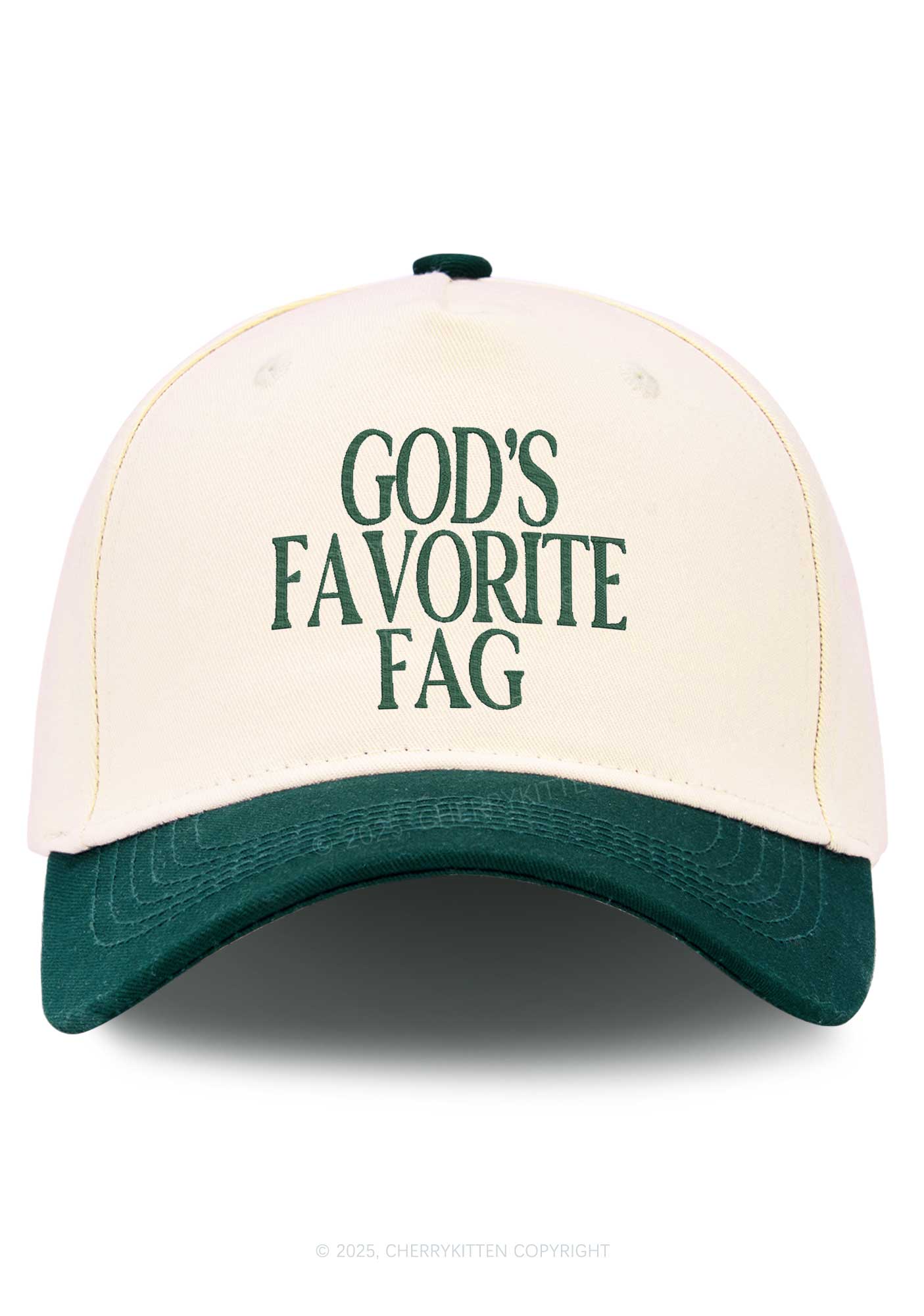 Embroidered Gods Favorite Fag Pride Y2K Color Block Baseball Cap Cherrykitten - Image 5