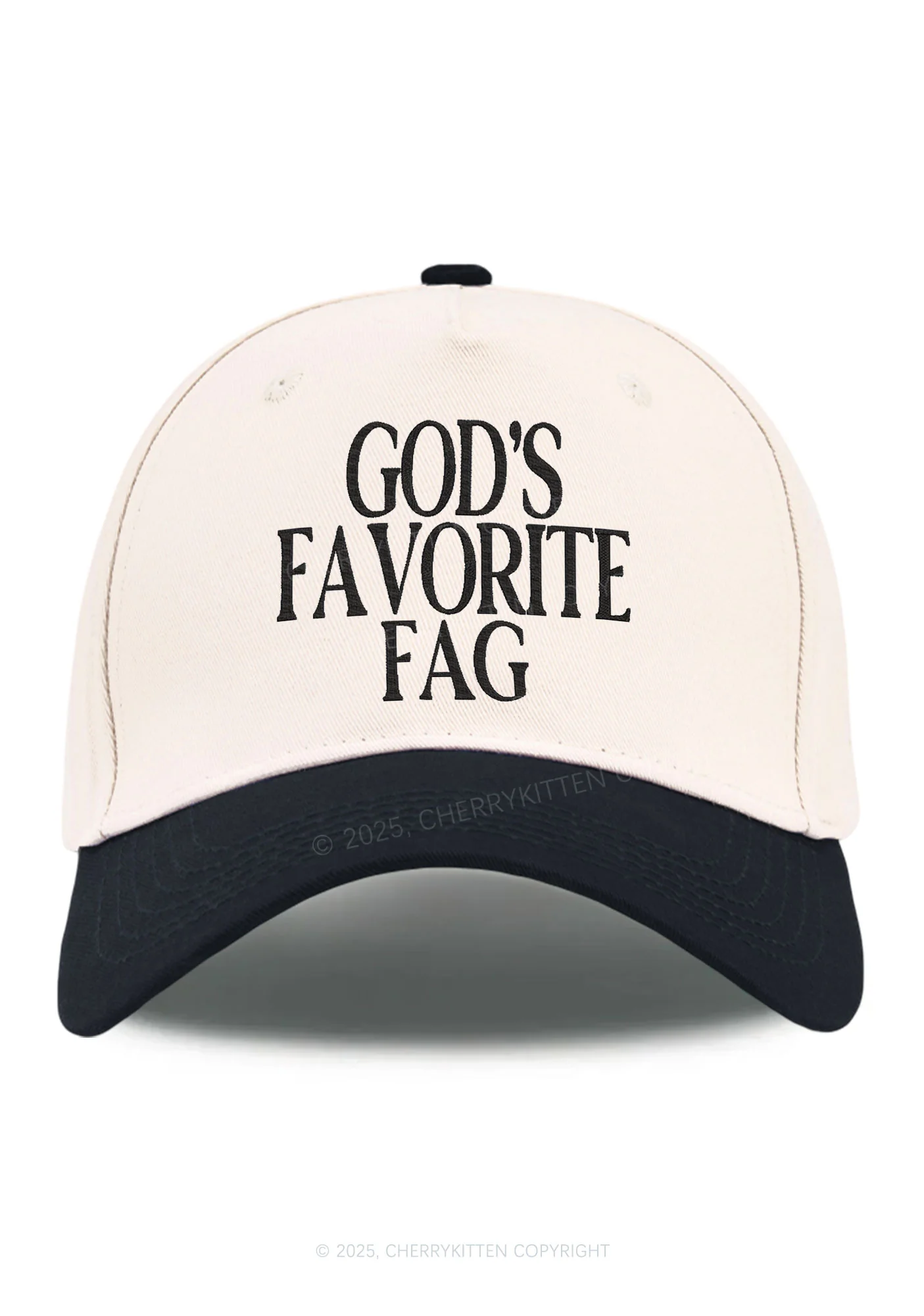 Embroidered Gods Favorite Fag Pride Y2K Color Block Baseball Cap Cherrykitten - Image 6