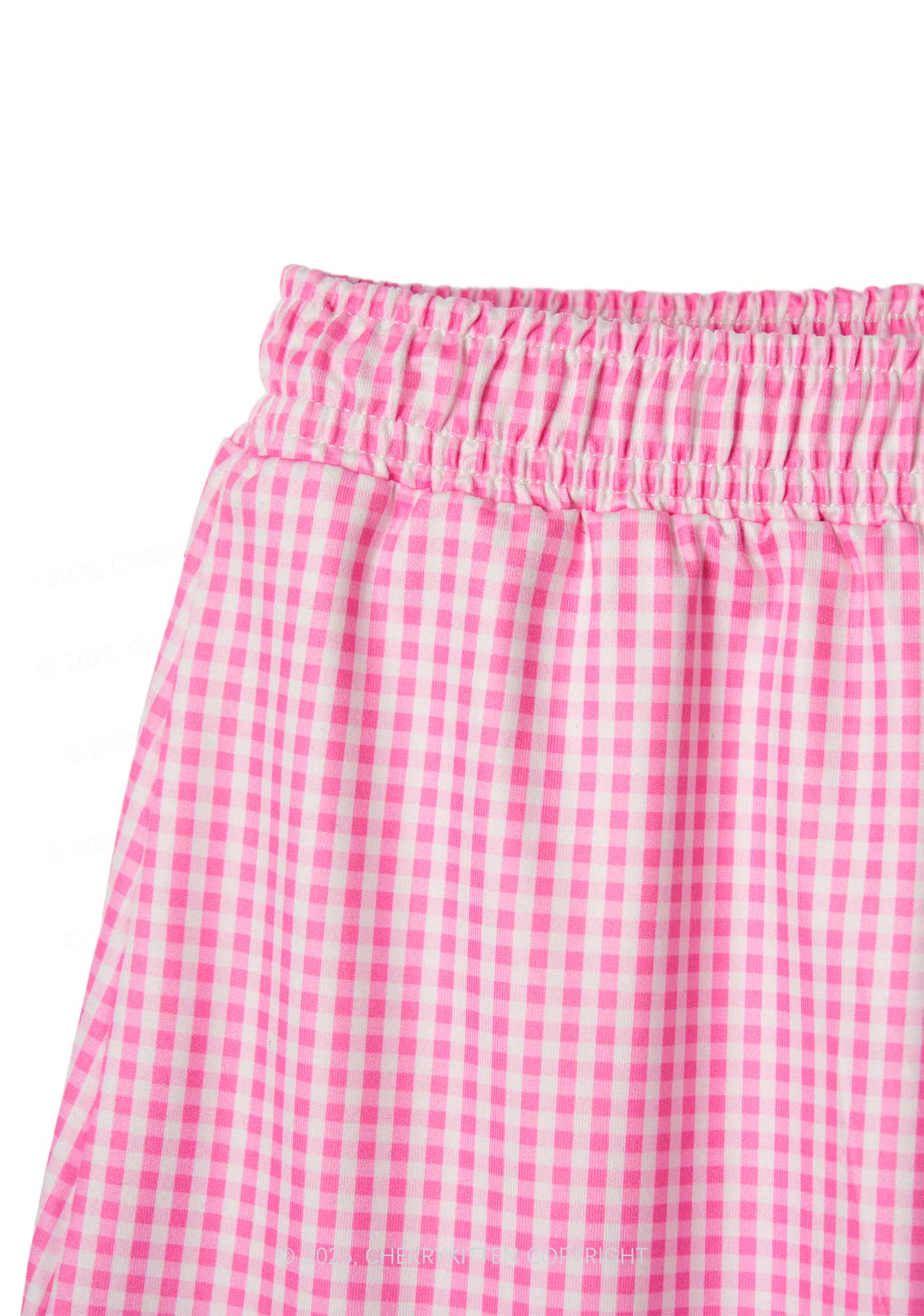 Embroidered Blue Spank Me Y2K Pink Gingham Boxer Men Shorts Cherrykitten - Image 2