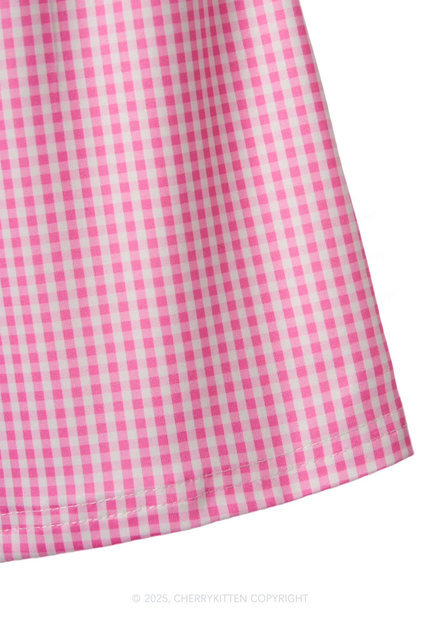 Embroidered Blue Spank Me Y2K Pink Gingham Boxer Men Shorts Cherrykitten - Image 3