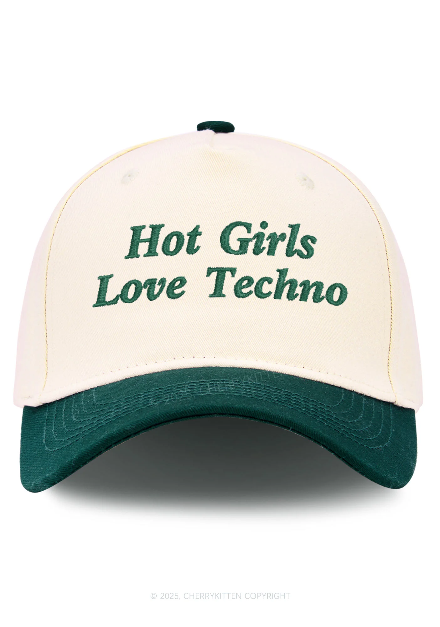 Embroidered Hot Girls Love Techno Y2K Color Block Baseball Cap Cherrykitten - Image 4