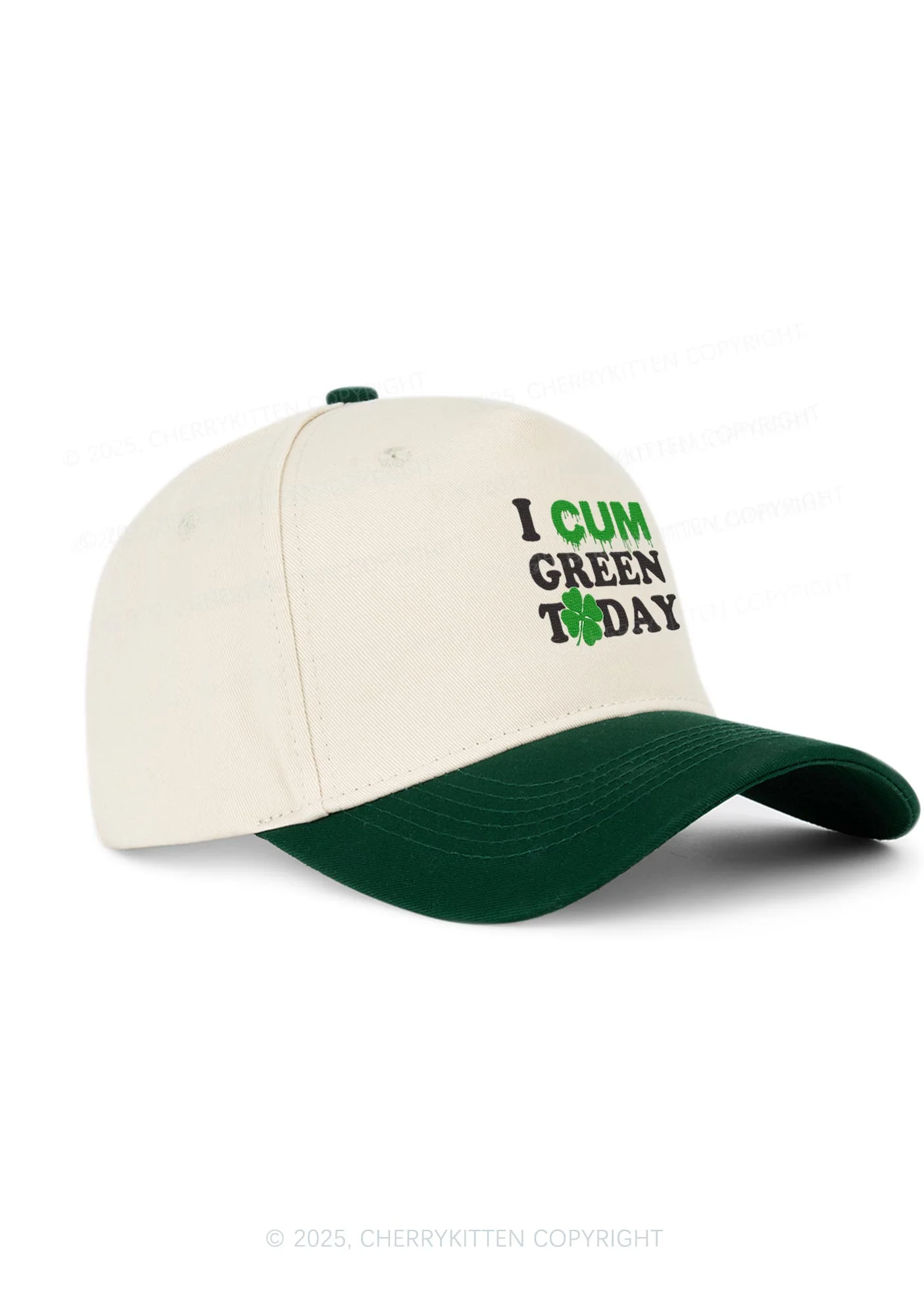Embroidered I Cxm Green Today St Patricks Y2K Color Block Baseball Cap Cherrykitten - Image 2