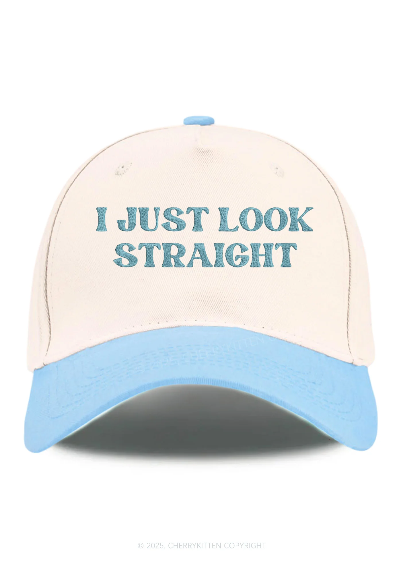 Embroidered I Just Look Straight Pride Y2K Color Block Baseball Cap Cherrykitten - Image 10