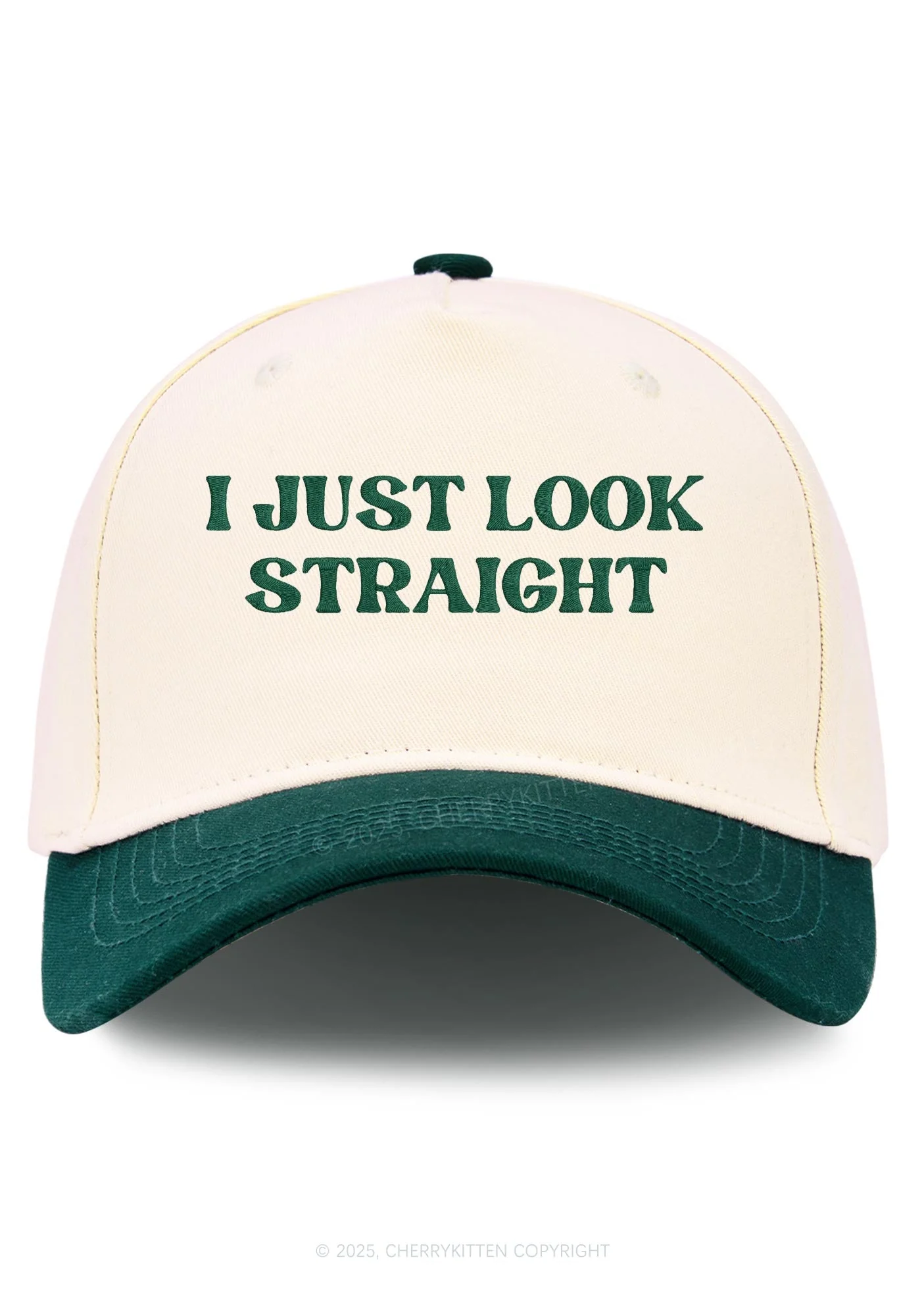 Embroidered I Just Look Straight Pride Y2K Color Block Baseball Cap Cherrykitten - Image 11