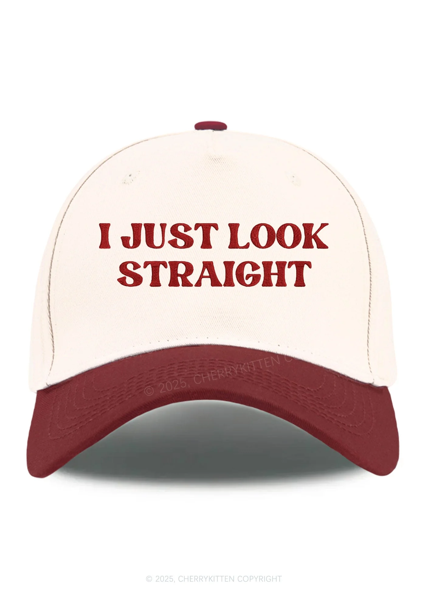 Embroidered I Just Look Straight Pride Y2K Color Block Baseball Cap Cherrykitten - Image 12